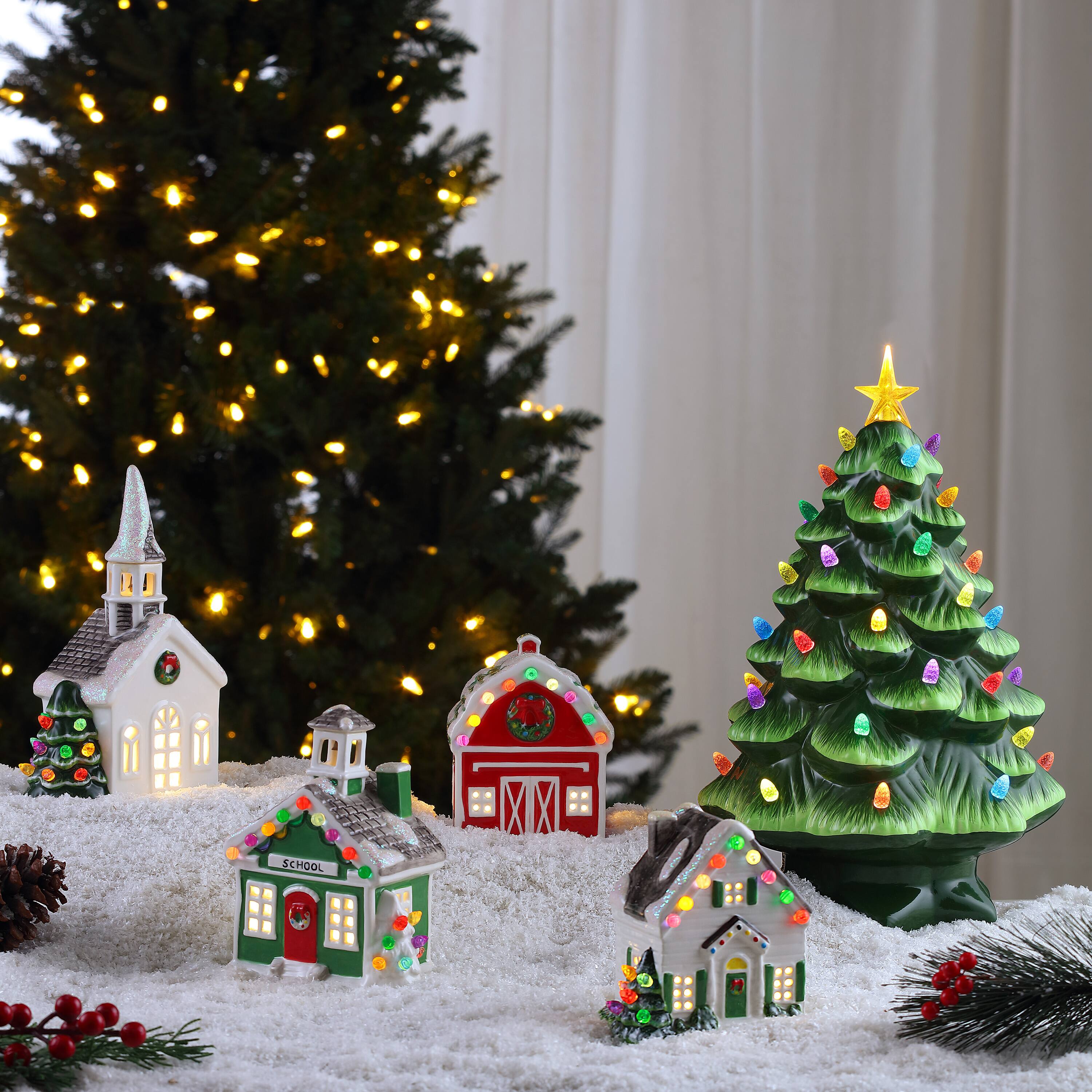 6&#x22; LED Nostalgic Ceramic Village School
