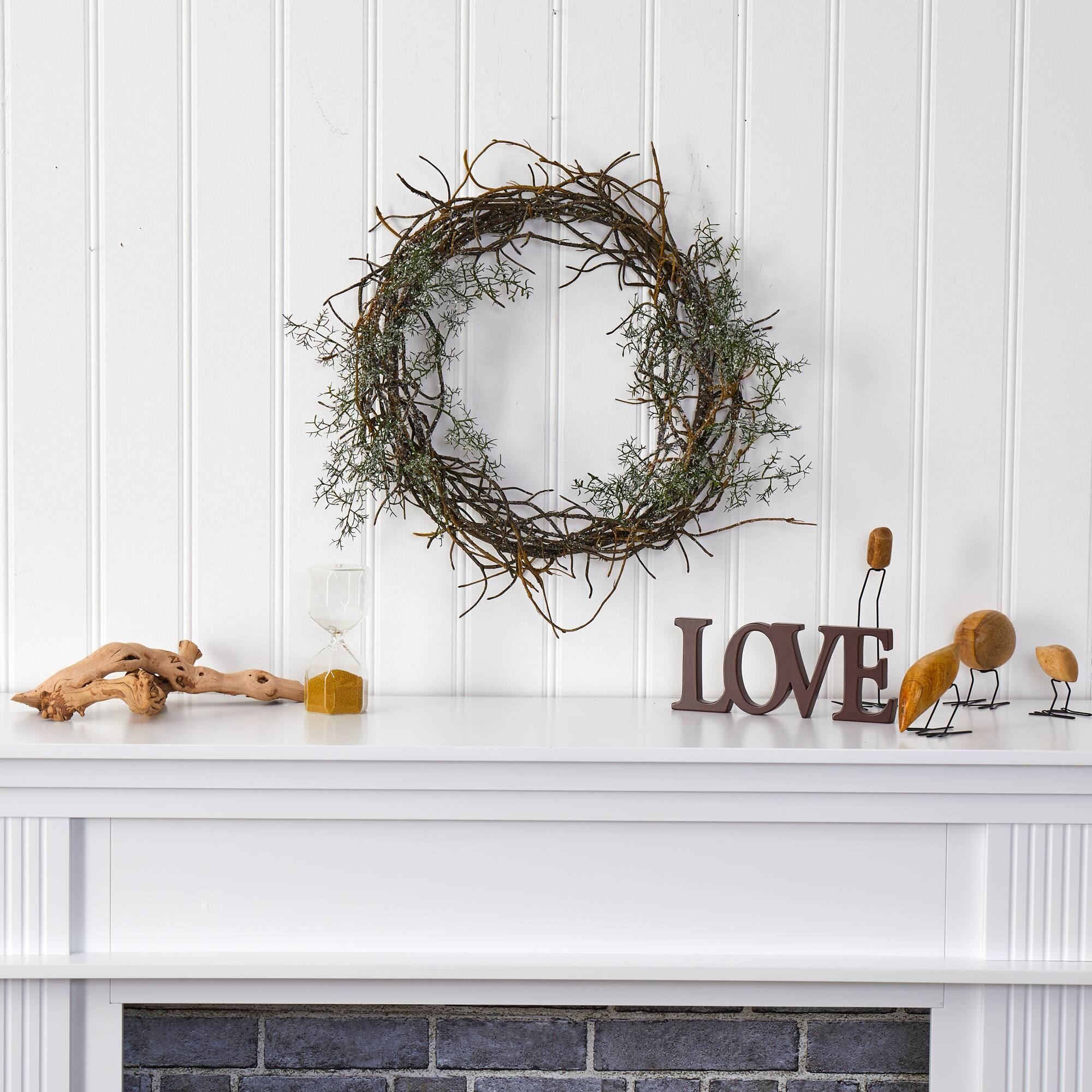 17&#x22; Frosted Twig Wreath