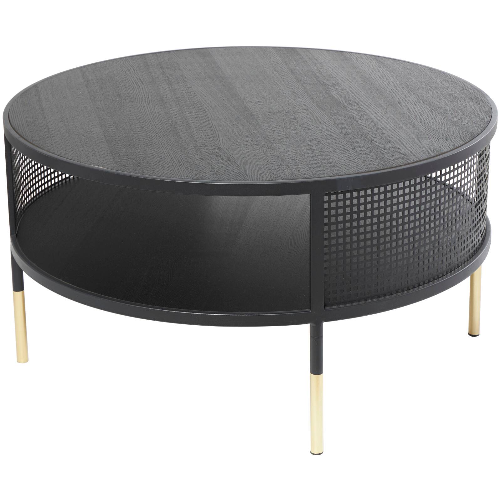 32" Black Metal Open Grid Frame Coffee Table