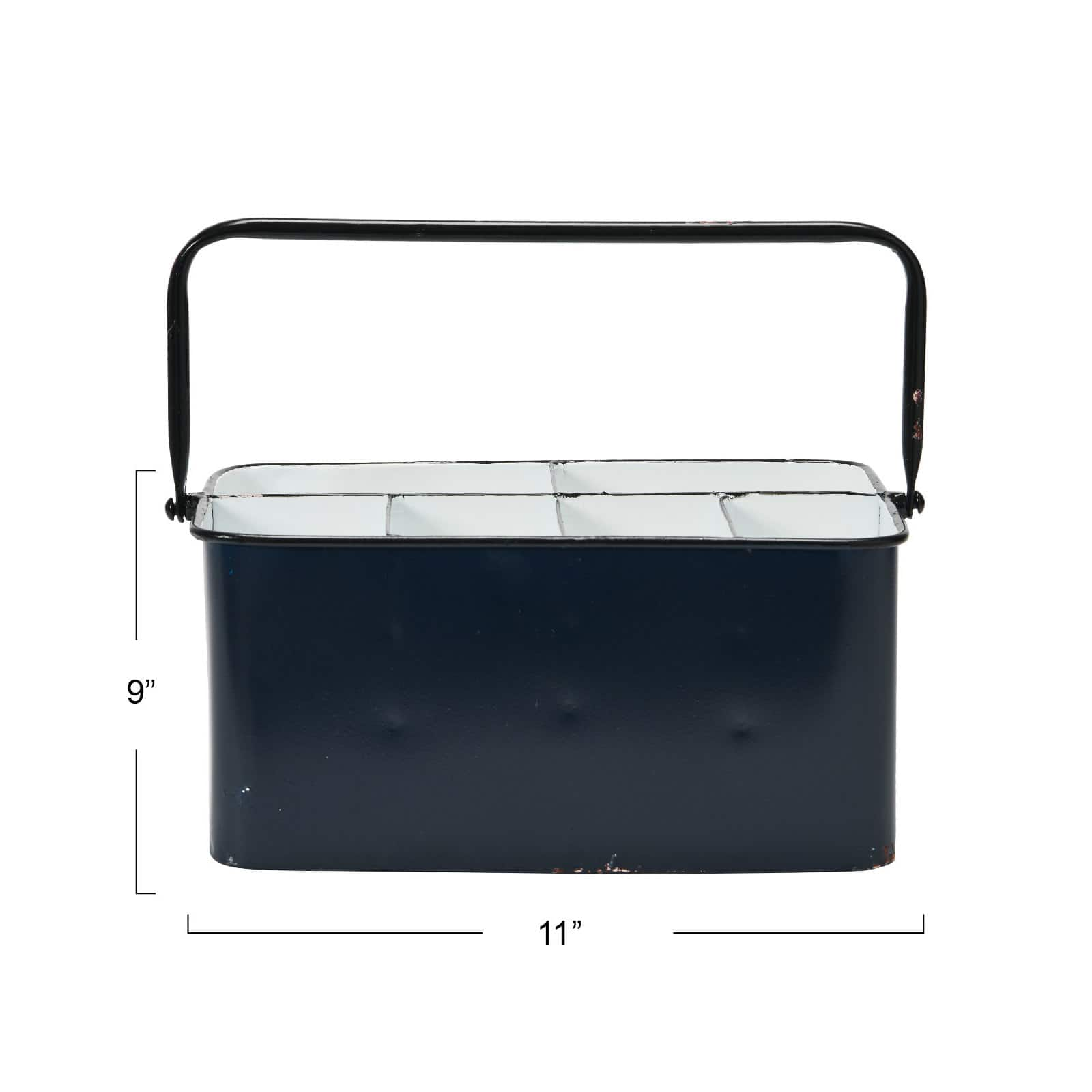 6-Compartment Metal Caddy with Handle