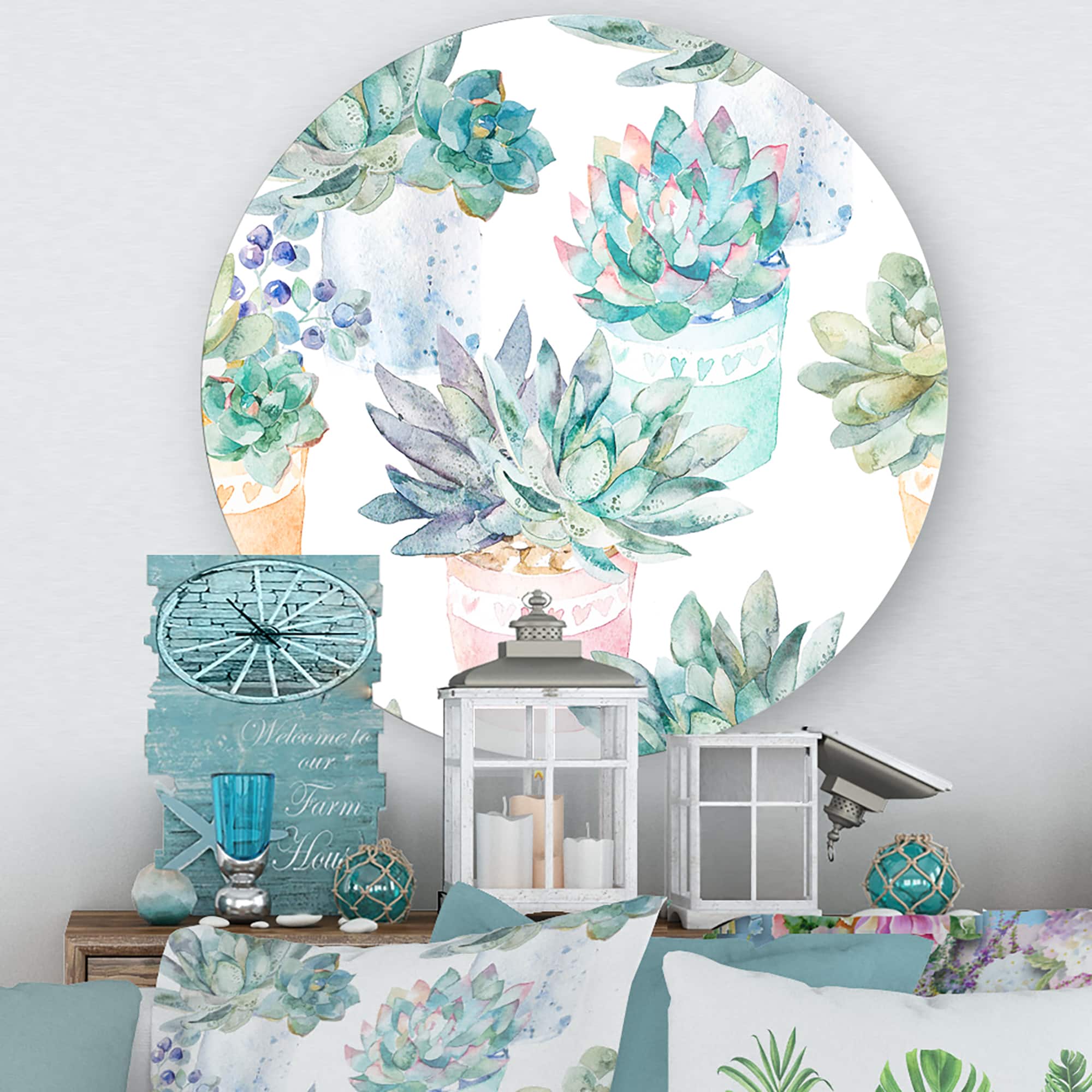 Designart - Pastel Toned Succulent Housplants