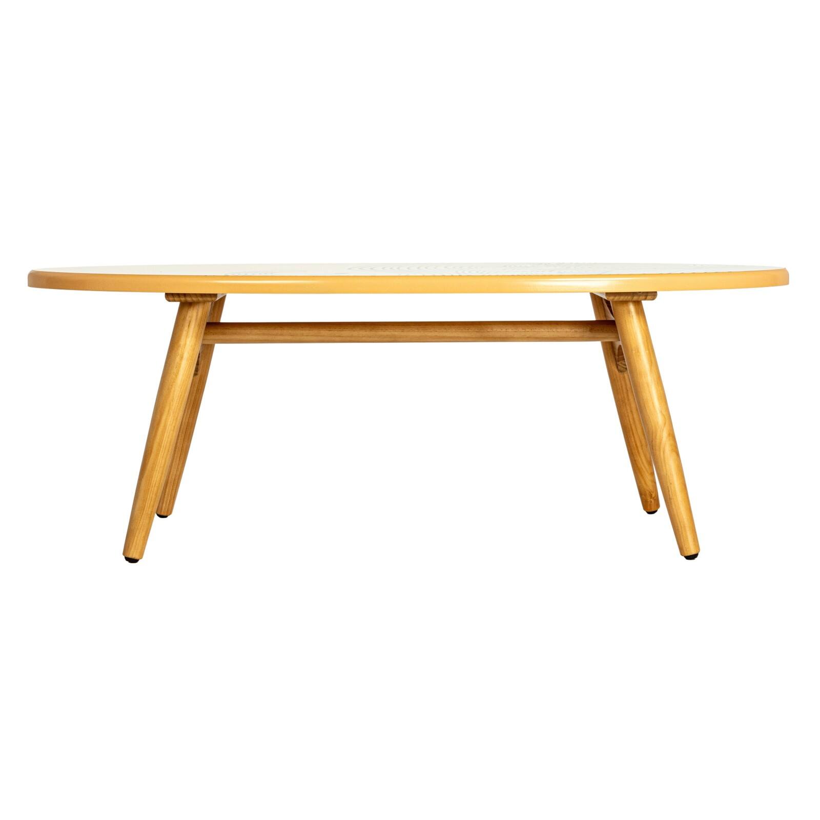 Hello Honey&#xAE; Multicolor Sea Waves Surfboard Oval Coffee Table