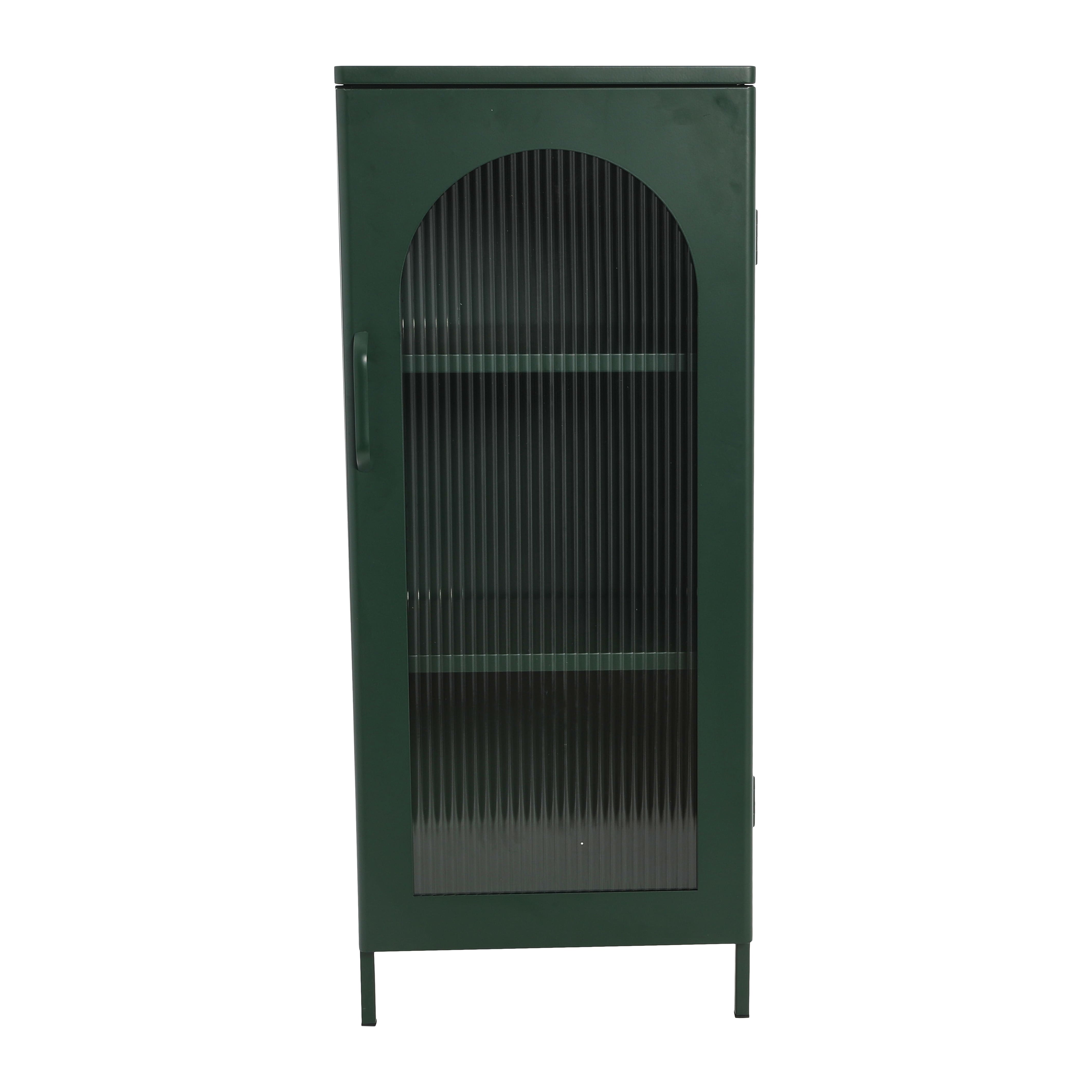 40&#x22; Solstice Narrow Metal Accent Cabinet with Adjustable Storage Shelves and Arched Glass Door