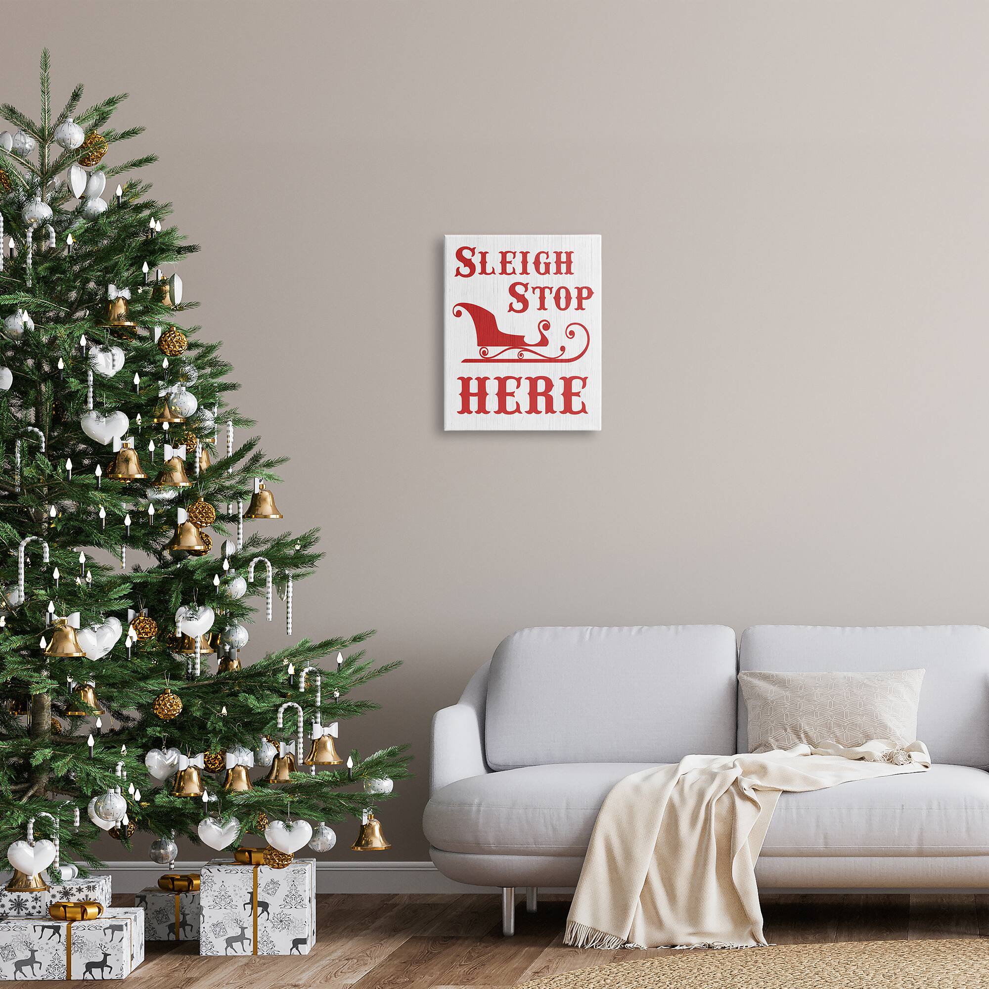 Stupell Industries Sleigh Stop Here Christmas Landing Sign Canvas Wall Art
