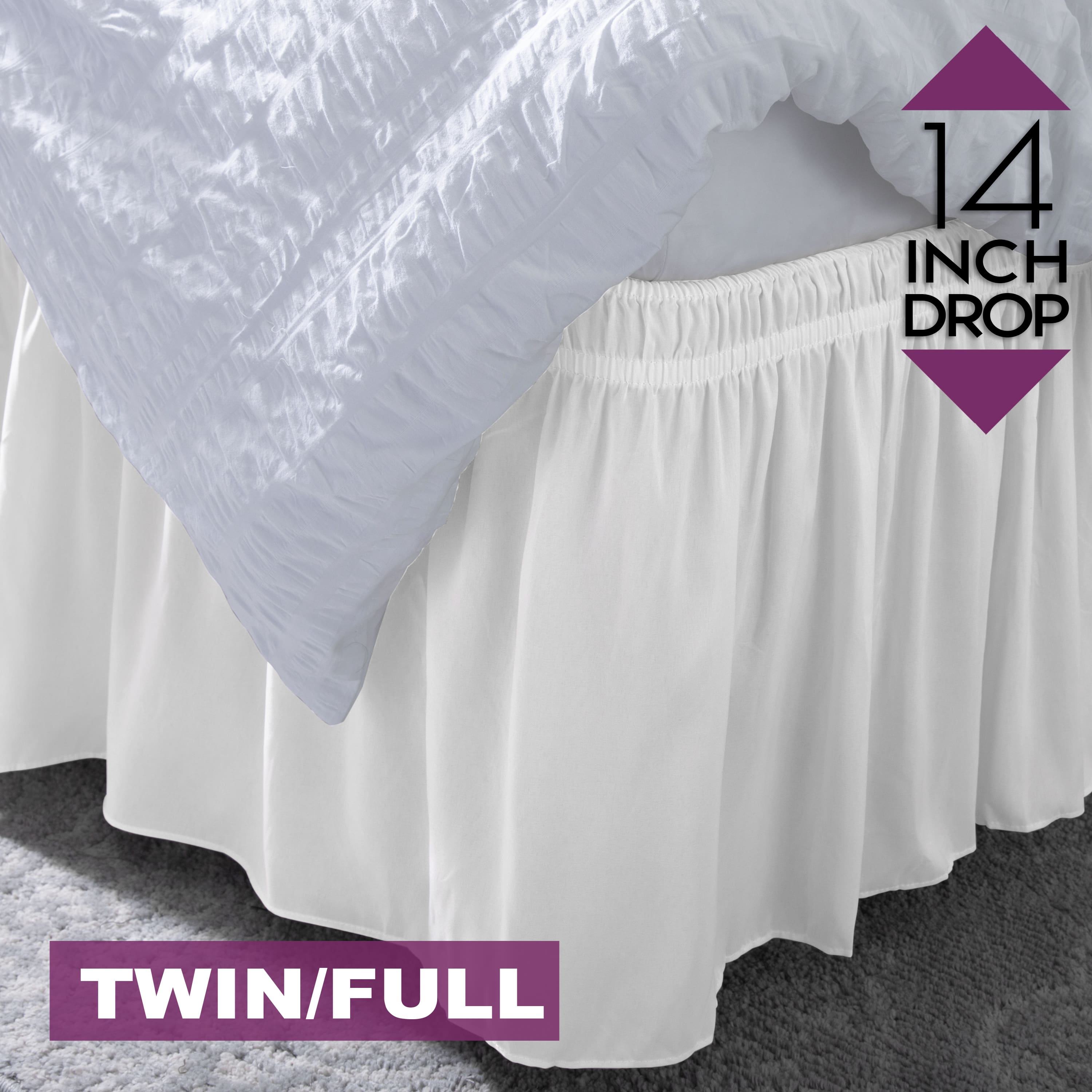 Home Details White Wrap Around Bed Ruffle, Twin/Full