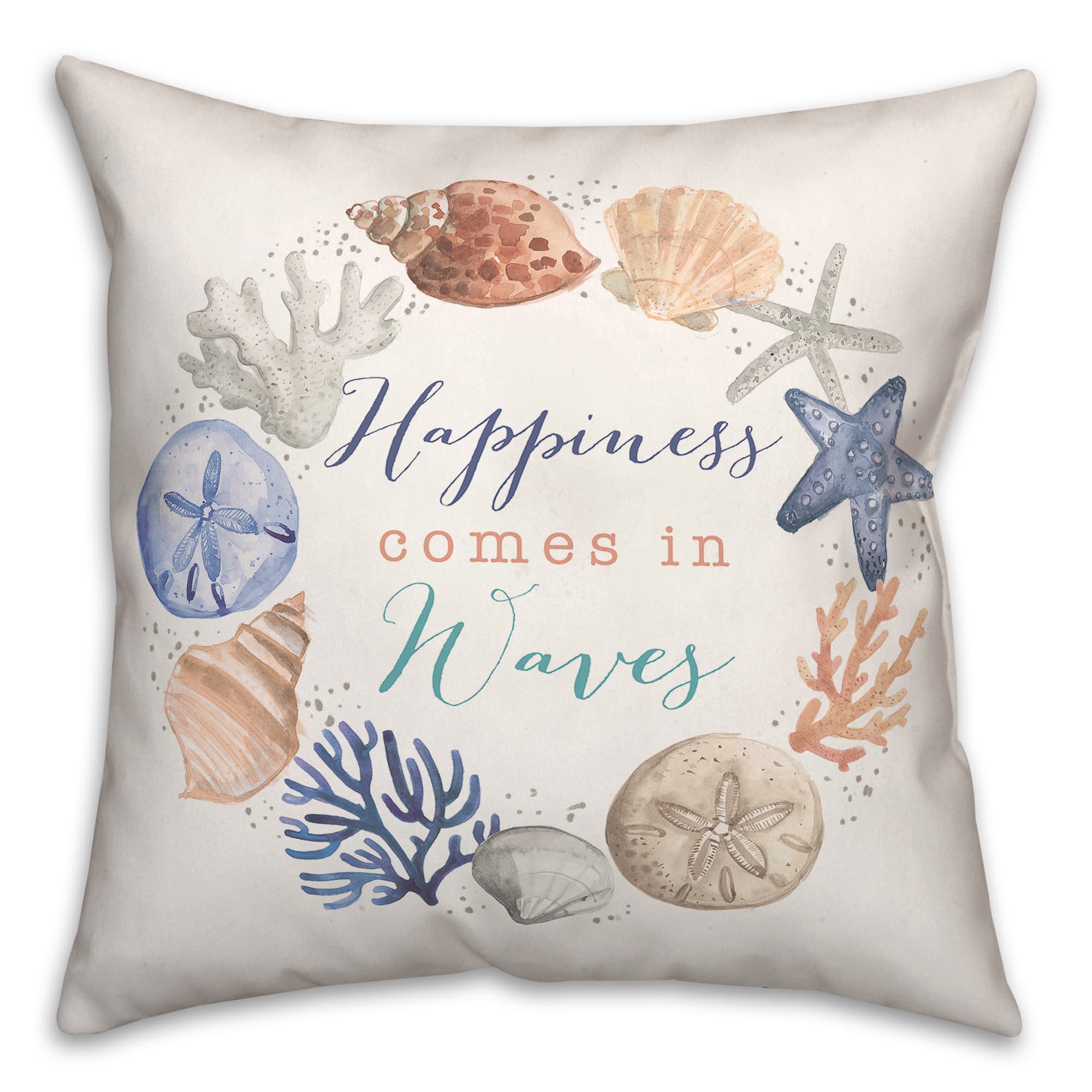 Happiness Comes in Waves Throw Pillow