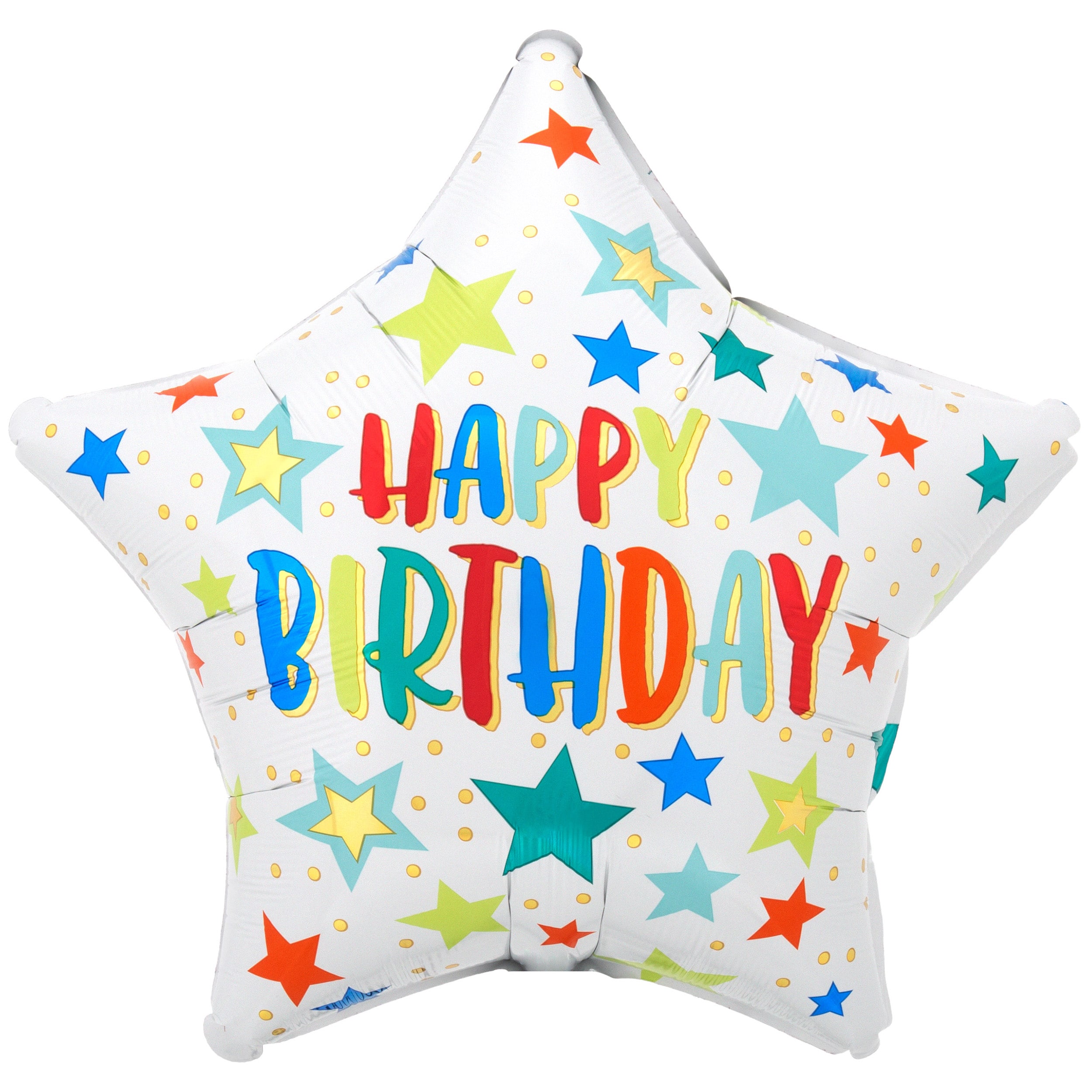 19&#x22; Birthday Stars &#x26; Dots Star Foil Balloon