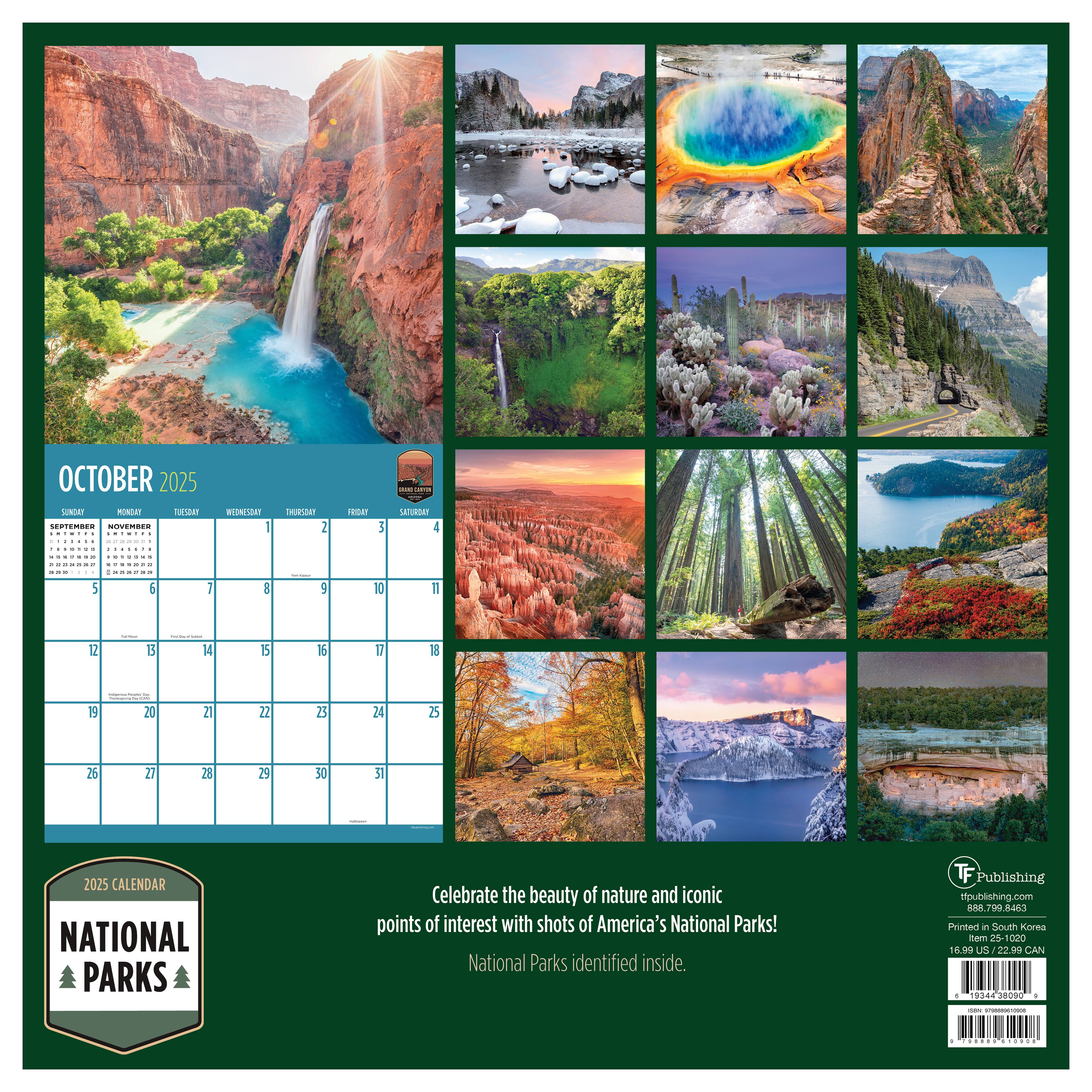 TF Publishing 2025 National Parks Wall Calendar
