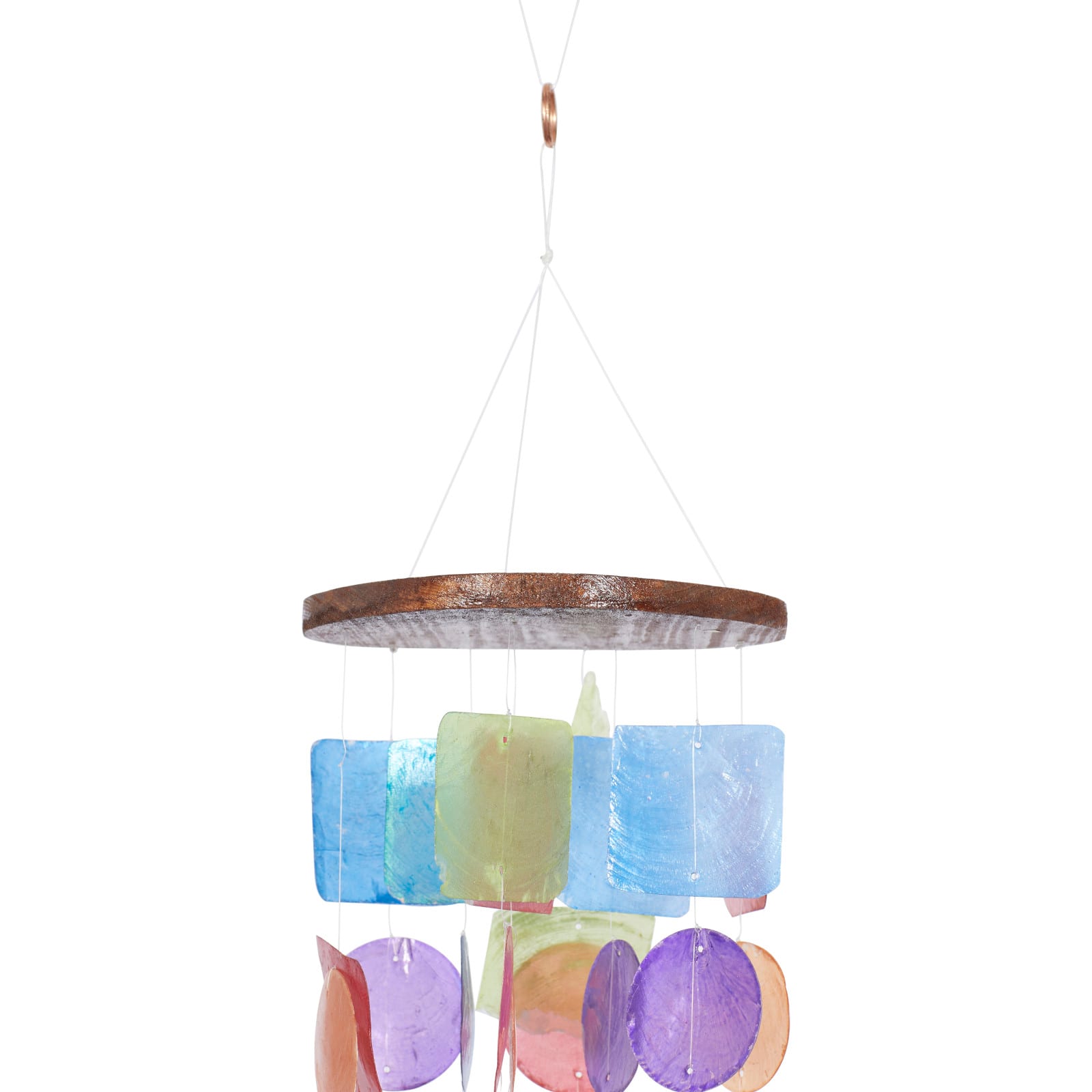 Multi Colored Capiz shell Coastal Windchime, 20&#x22;