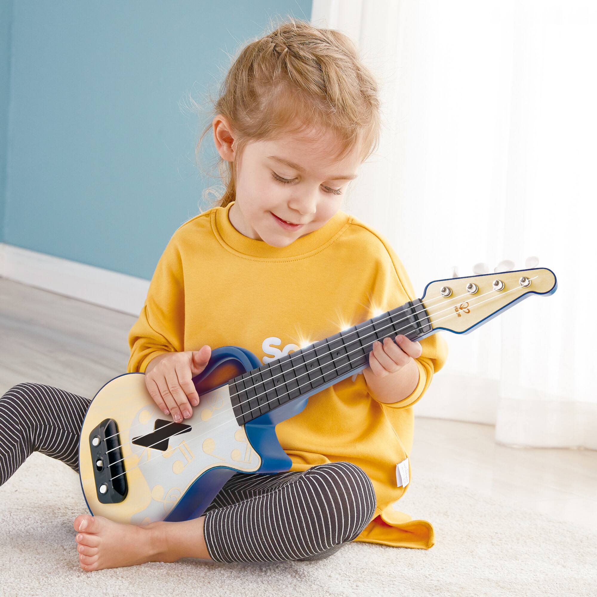 Hape Learn With Lights Blue Electronic Ukulele