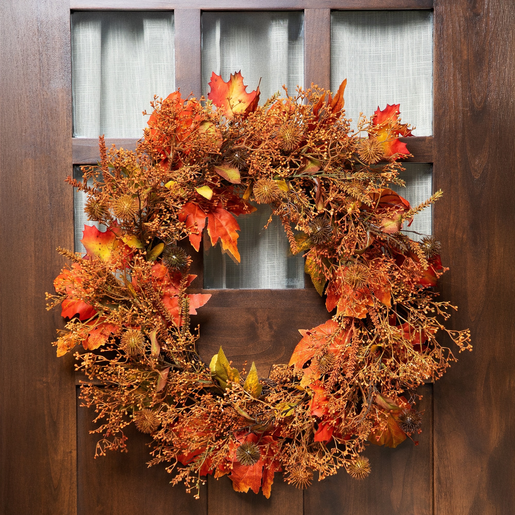 24" Autumn Harvest Maple Leaf with Berries Wreath