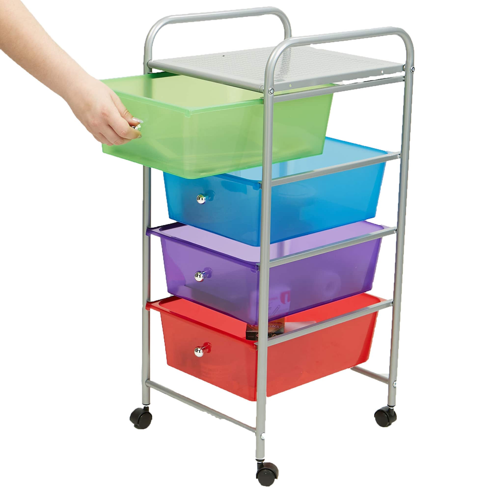 Mind Reader 30.2&#x22; Multicolor 4-Drawer Storage Trolley Rolling Cart