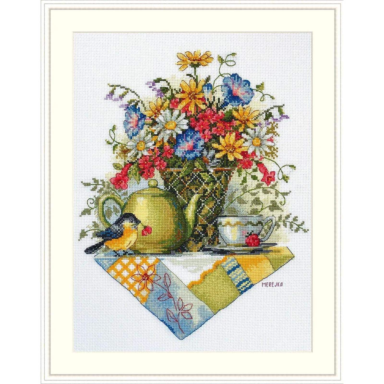 Merejka Wildflower Tea Counted Cross Stitch Kit