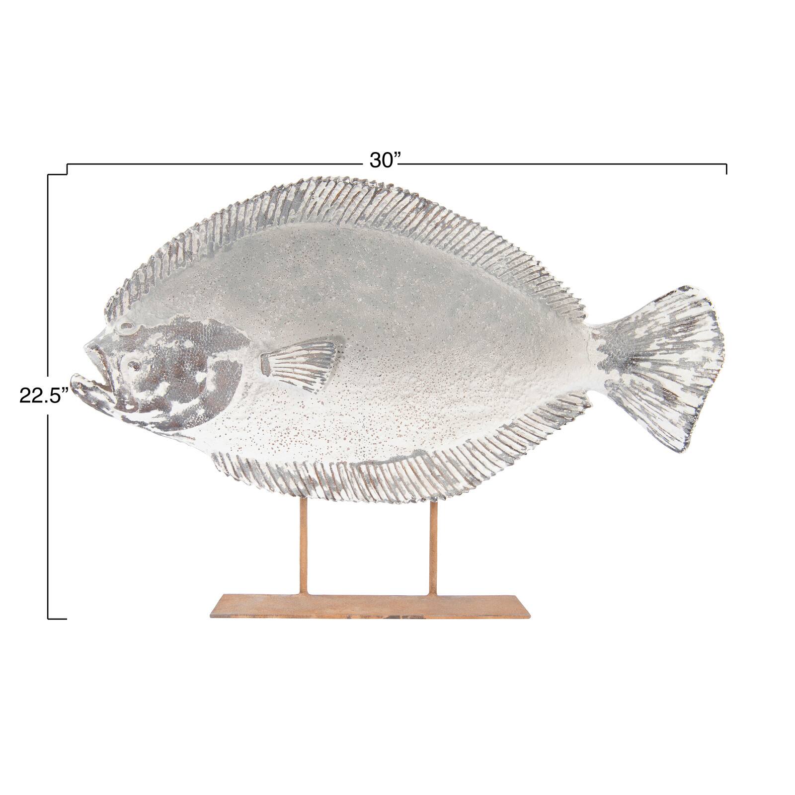 Hello Honey® Magnesia Halibut Fish on Metal Stand, 30" x 22.5"