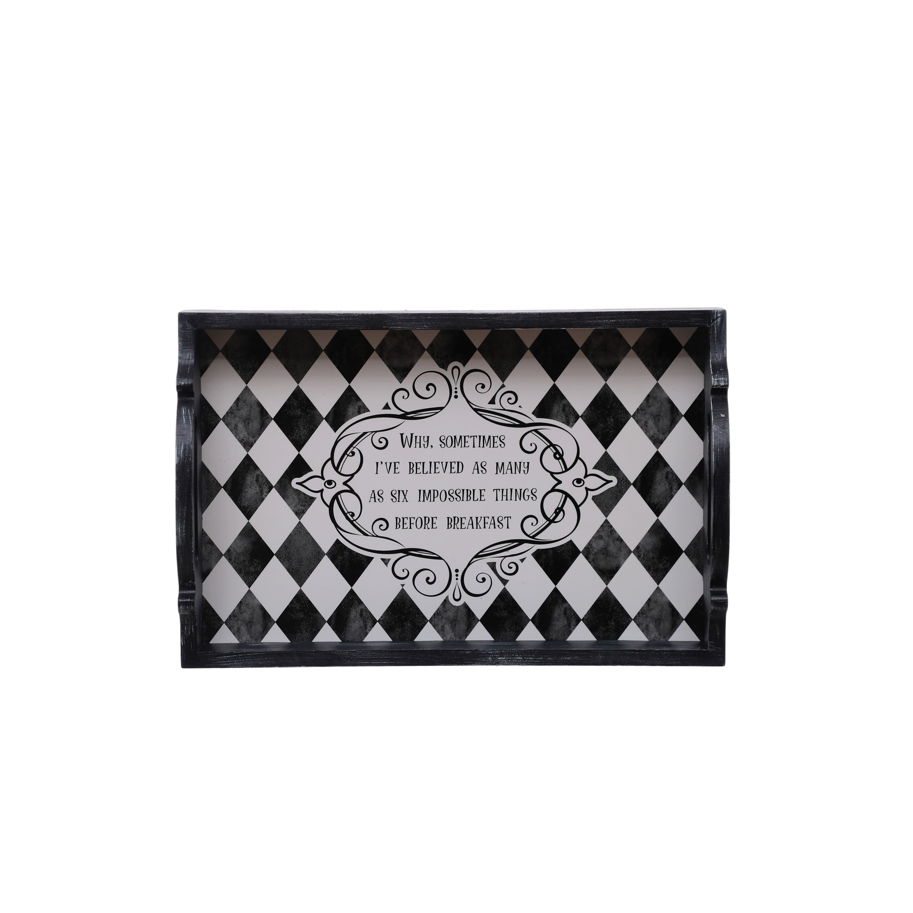 11.75" Diamond Checkered 6 Impossible Things Decorative Tray by Ashland®
