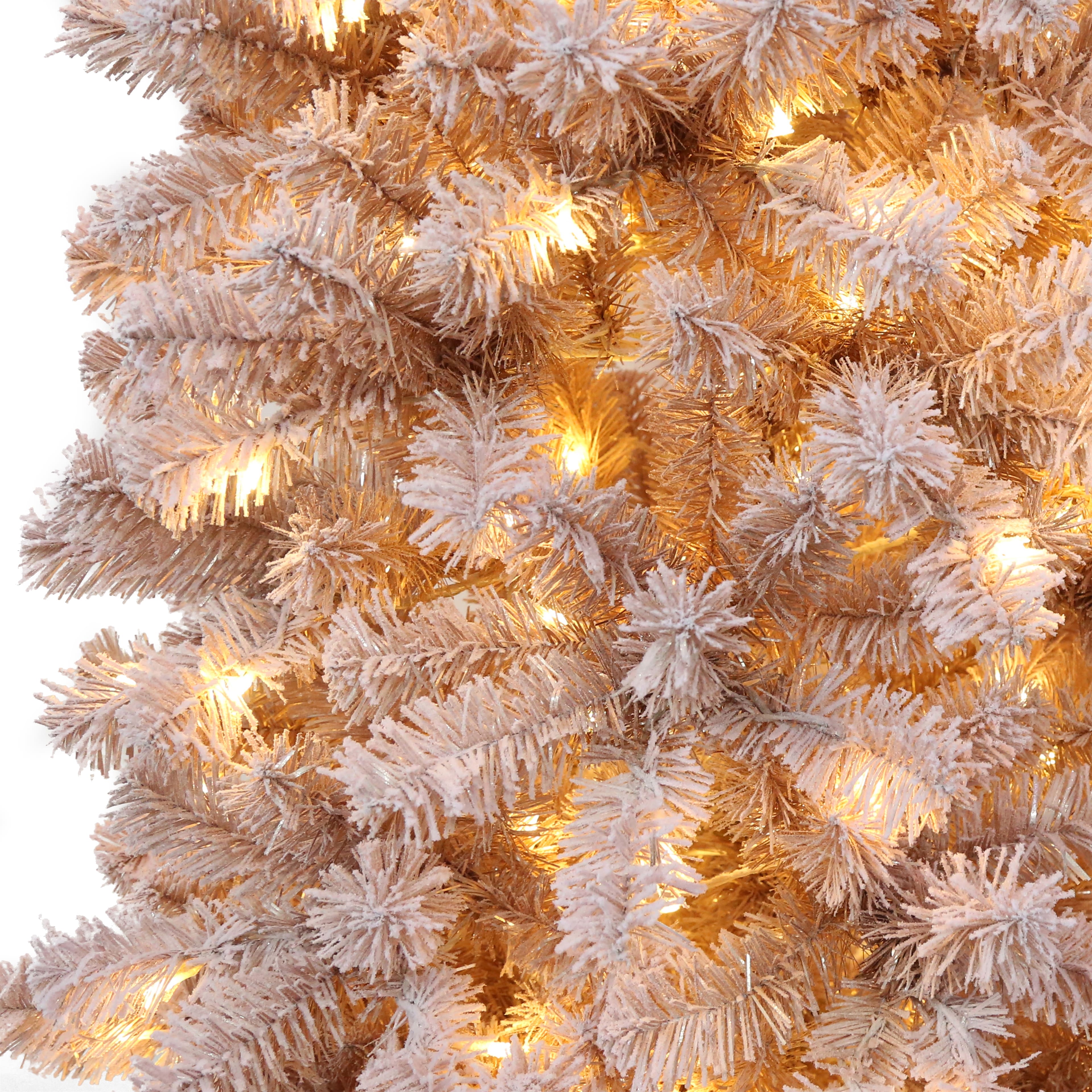 7ft. Pre-Lit Rosewood Flocked Artificial Christmas Tree, Warm White Mini LED Lights by Ashland&#xAE;