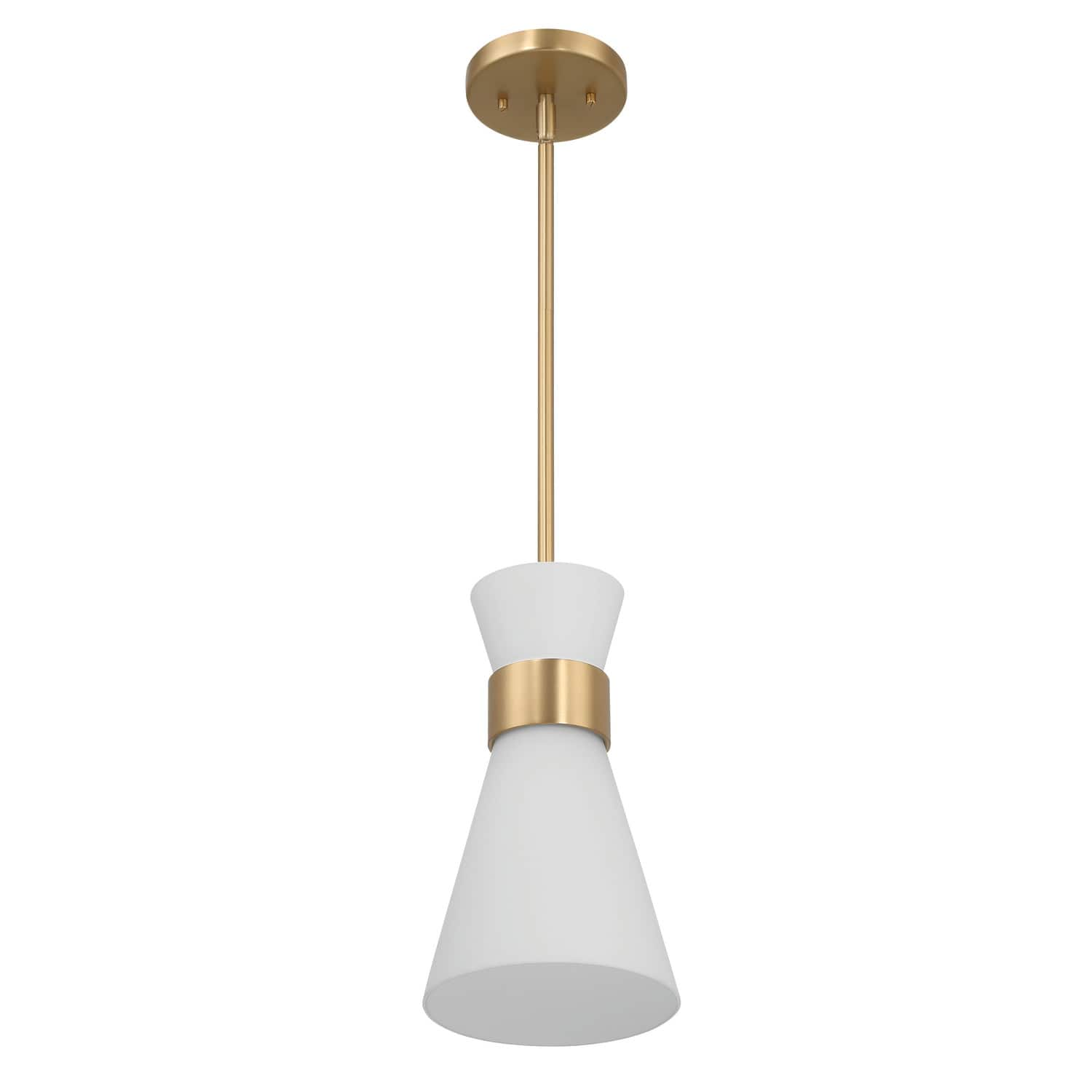 Kit White &#x26; Gold Modern Minimalist Tapered Opal Glass &#x26; Metal Ceiling Light