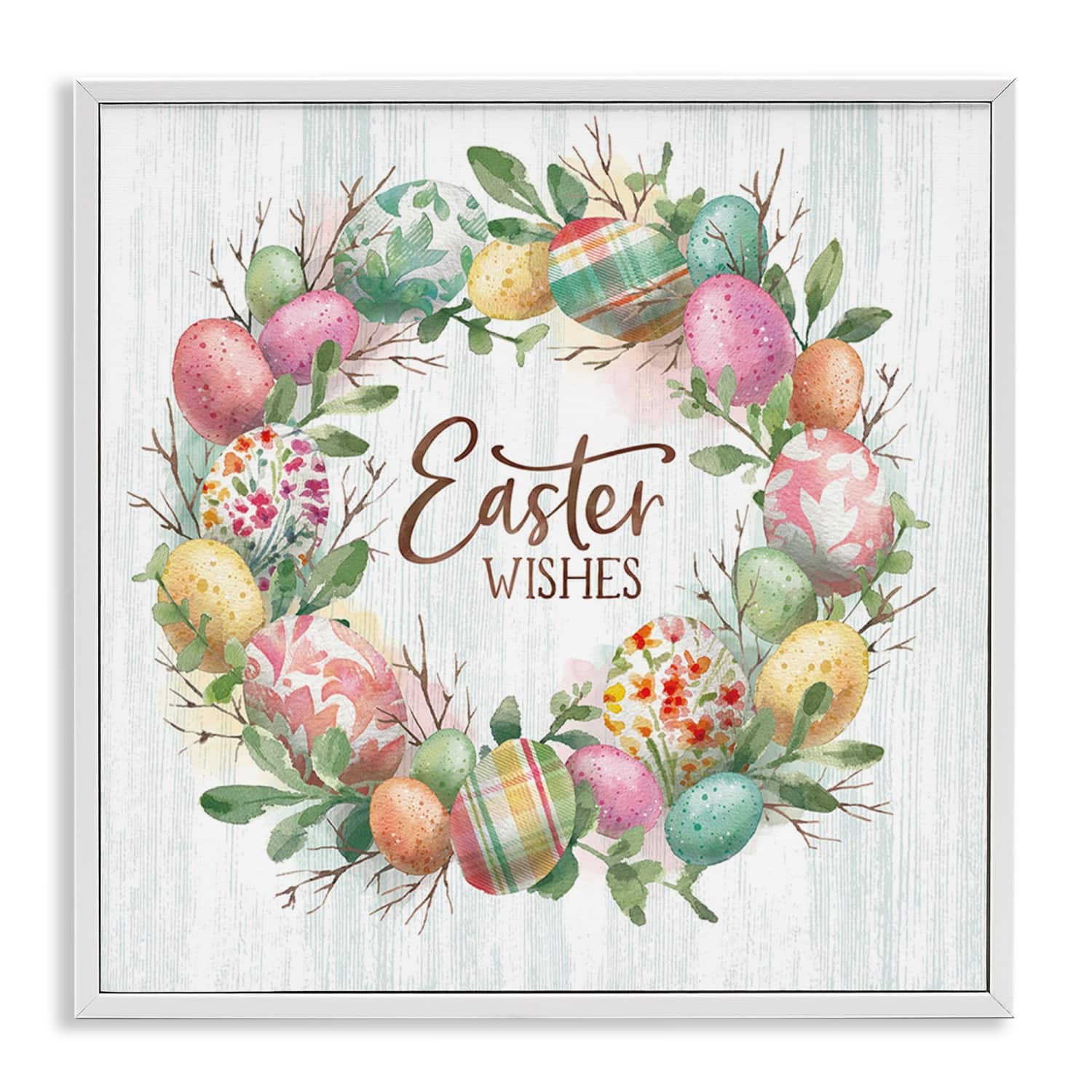 Stupell Industries Easter Wishes Wreath Framed Giclee Art
