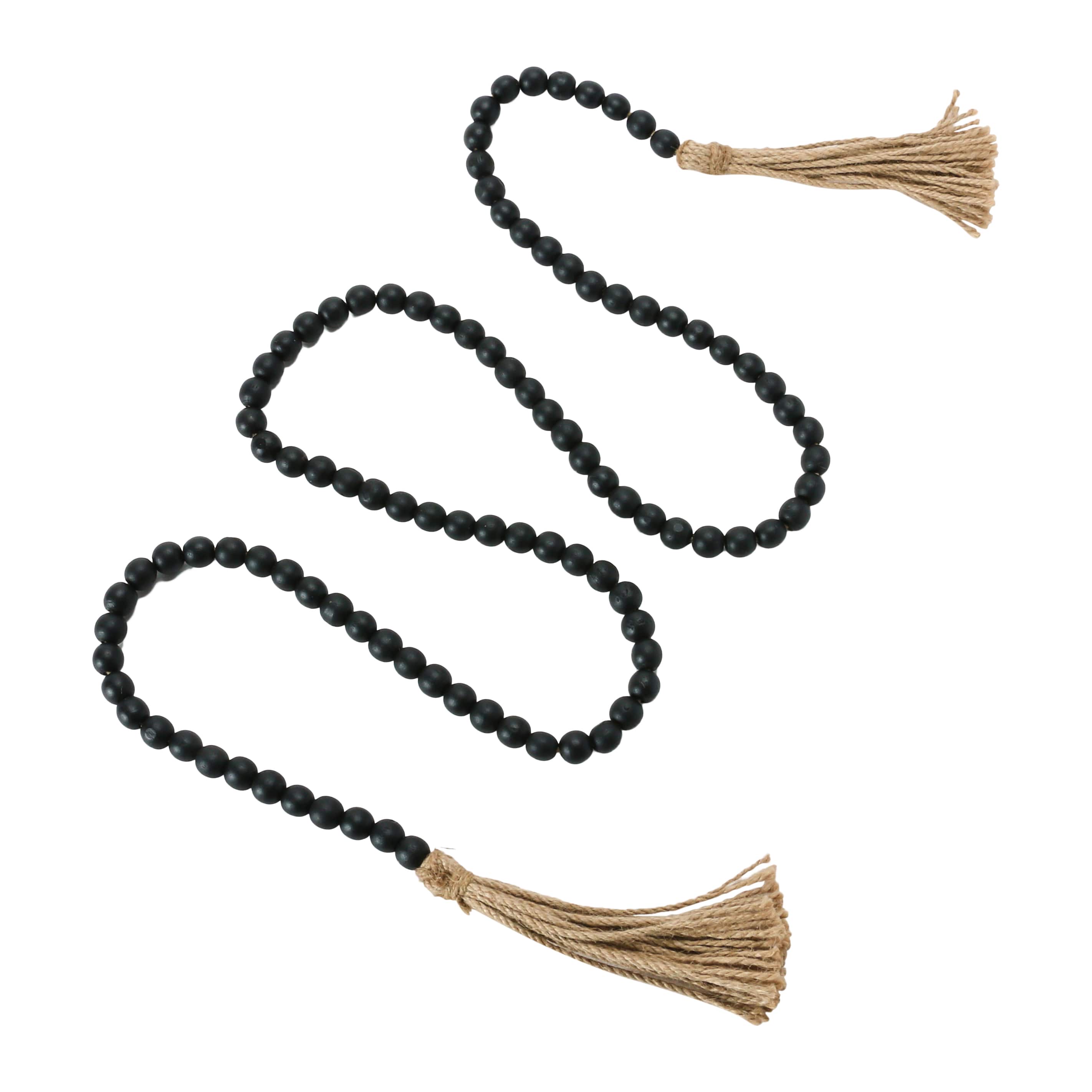 Handmade wooden black garland with tassels, length 145 cm – MyDeer