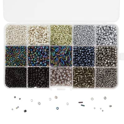 Buy In Bulk - 6 Pack: Black & Silver Mix Glass Seed Beads By Bead ...