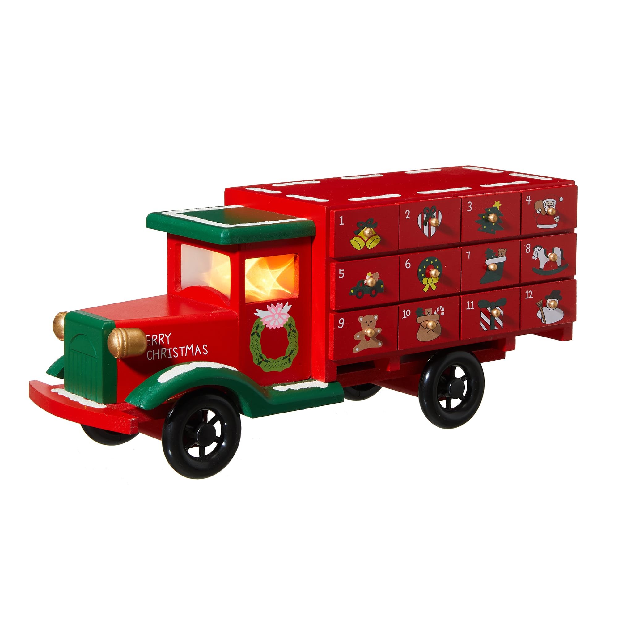 Glitzhome&#xAE; 14.5&#x22; Christmas Truck Countdown D&#xE9;cor