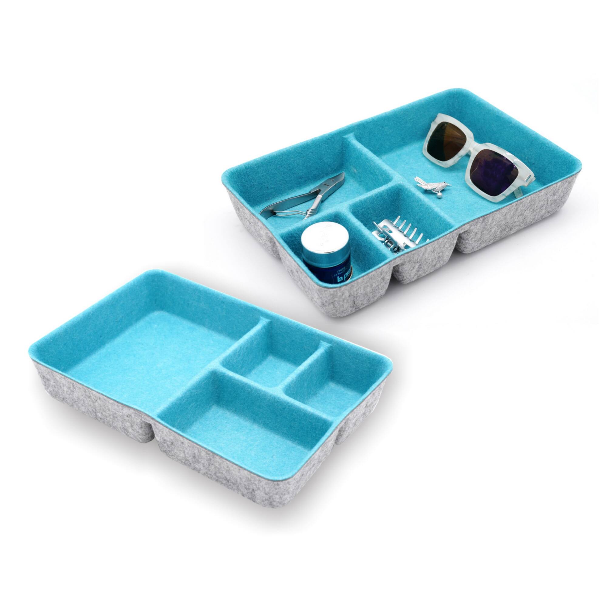 Welaxy 2 Piece Felt 4 Compartment Drawer Organizer Trays