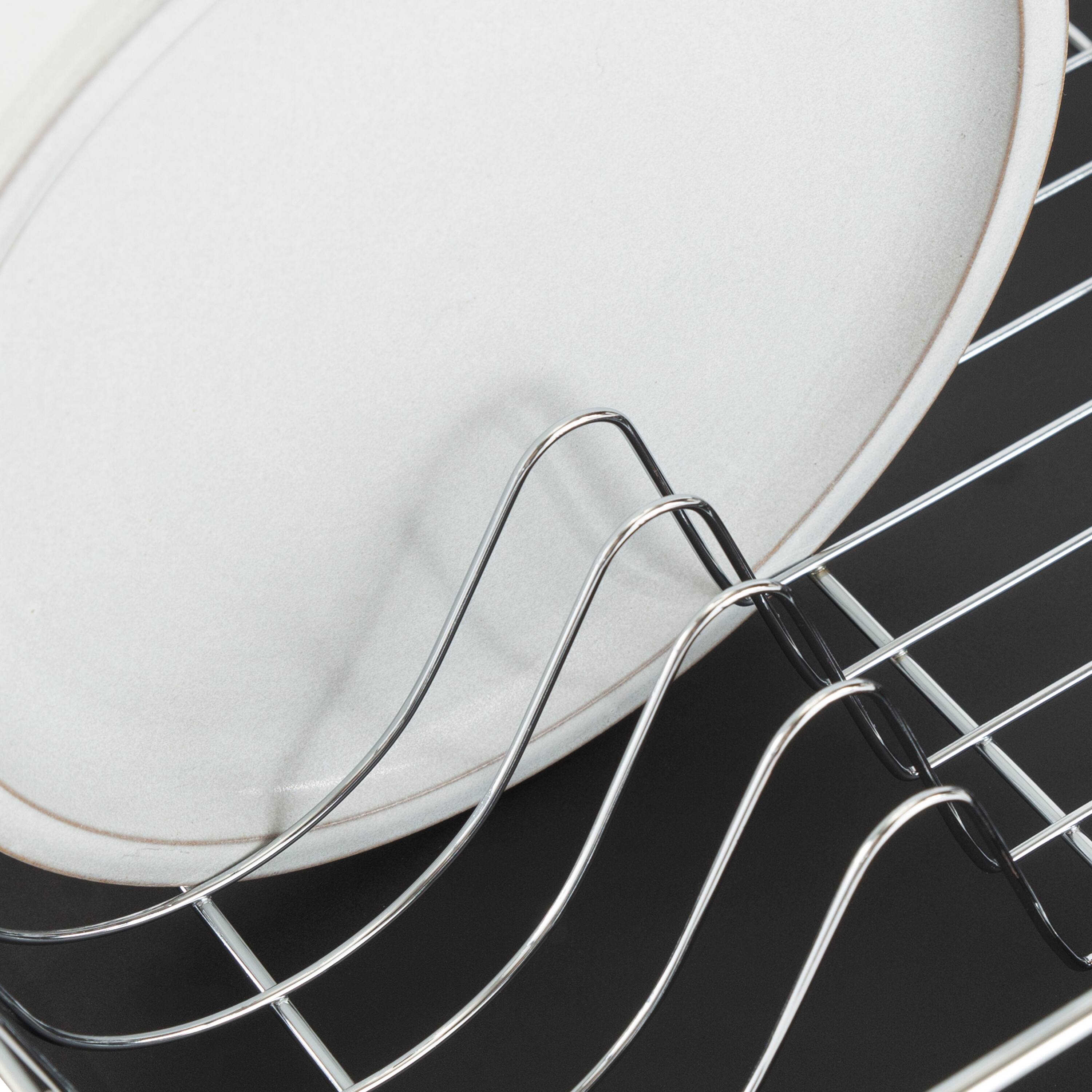 Kitchen Details Black 3-Piece Chrome Dish Rack with Tray