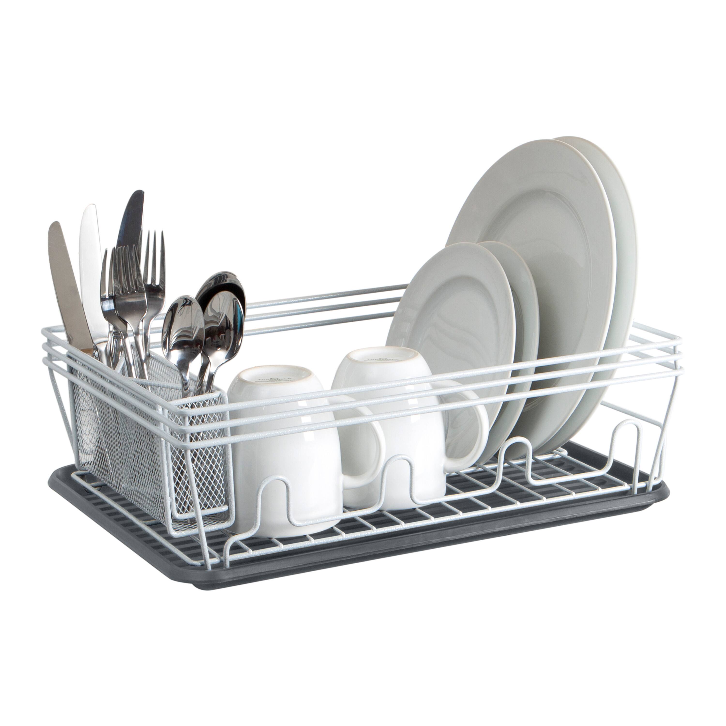 Laura Ashley White Speckled Dish Rack Set