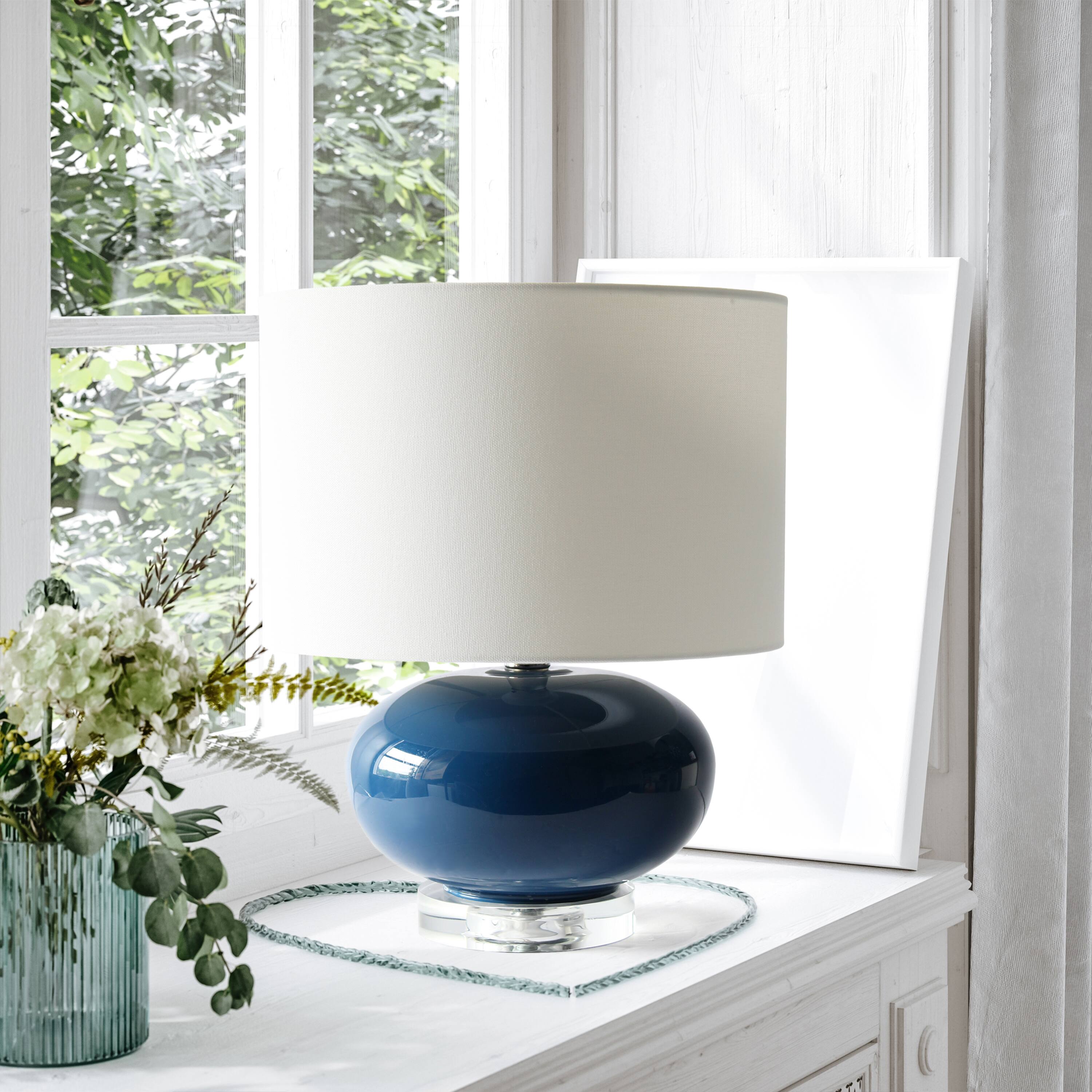 Lalia Home 15.25&#x22; Ovaloid Glass Table Lamp with White Shade