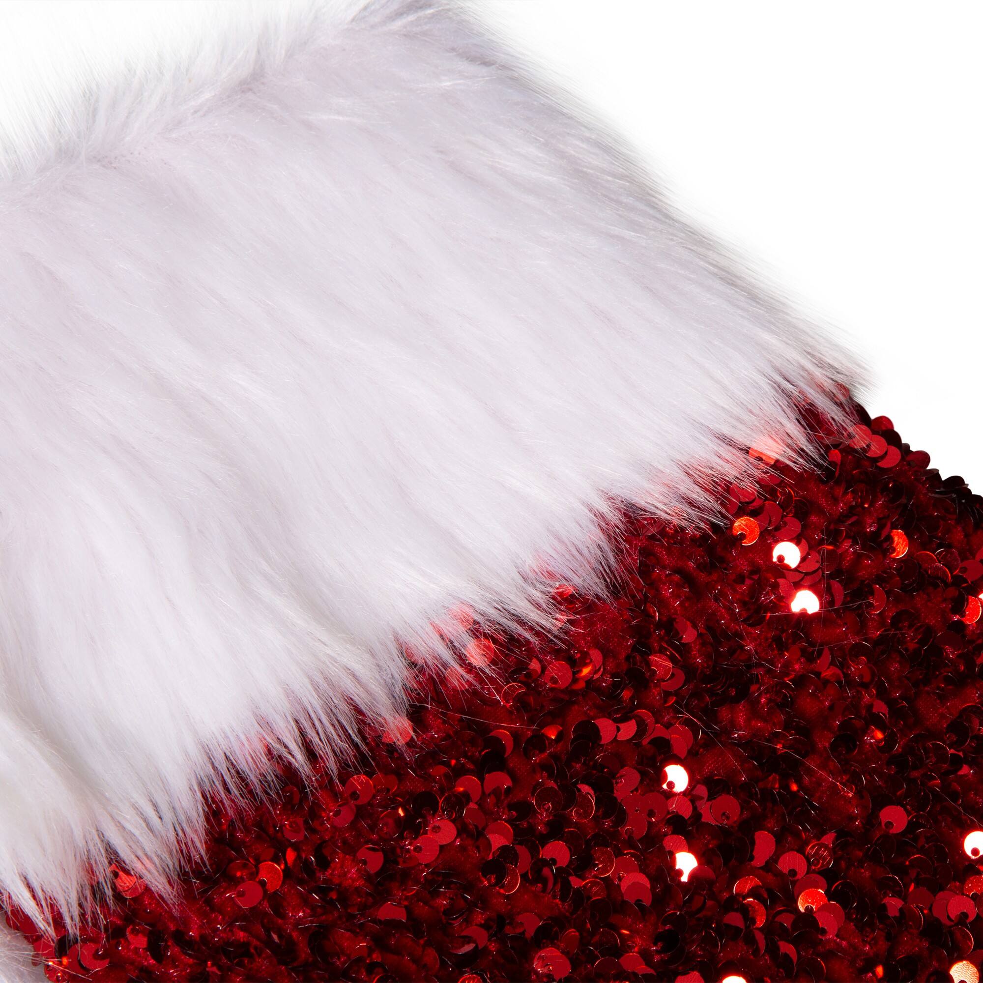 Glitzhome&#xAE; 21&#x22; Red Sequin Christmas Stocking