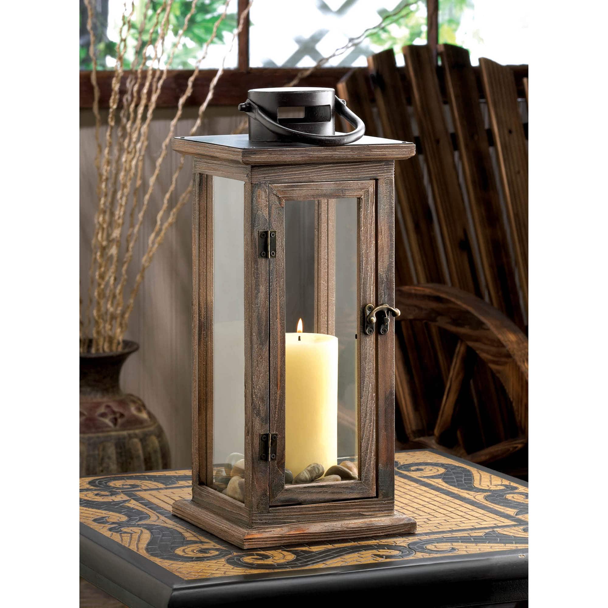 15.75&#x22; Lodge Wooden Lantern