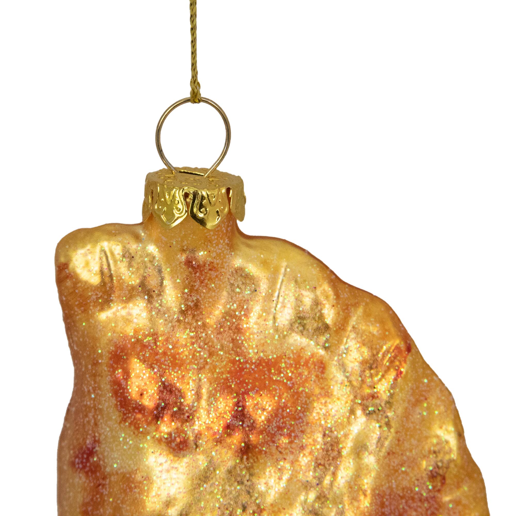 5&#x22; Golden Glittered Pierogi Glass Ornament