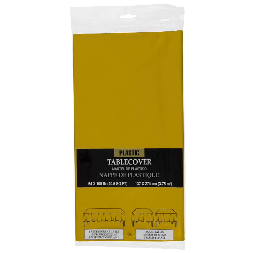 JAM Paper Gold Rectangular Plastic Table Cover, 54" x 108"