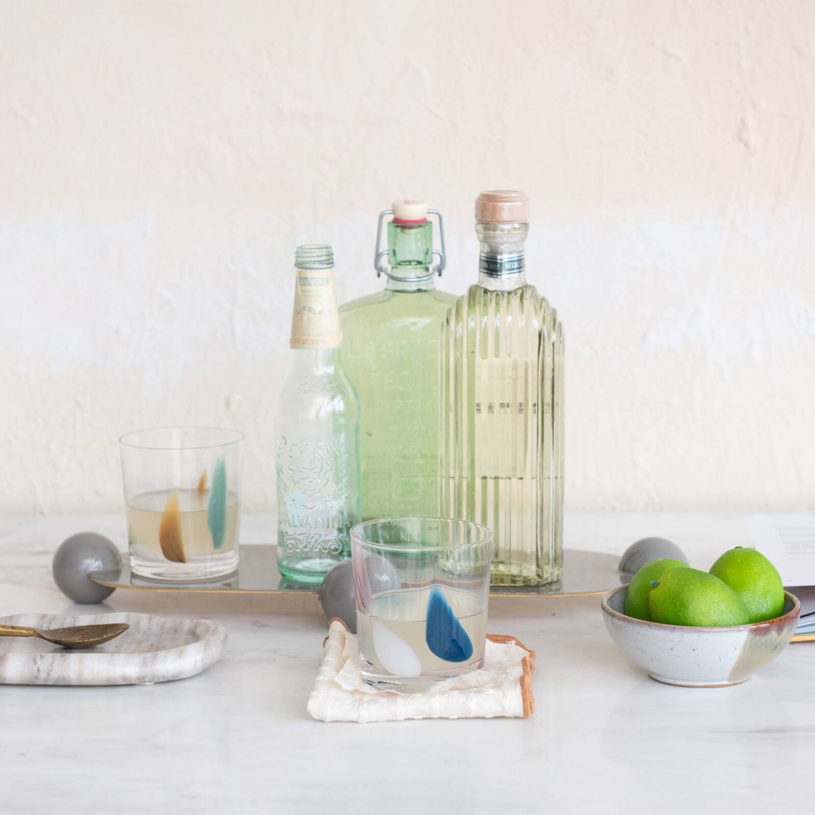 Hello Honey&#xAE; 12oz. Green &#x26; Yellow Kaleidoscope Harmony Handmade Art Glass