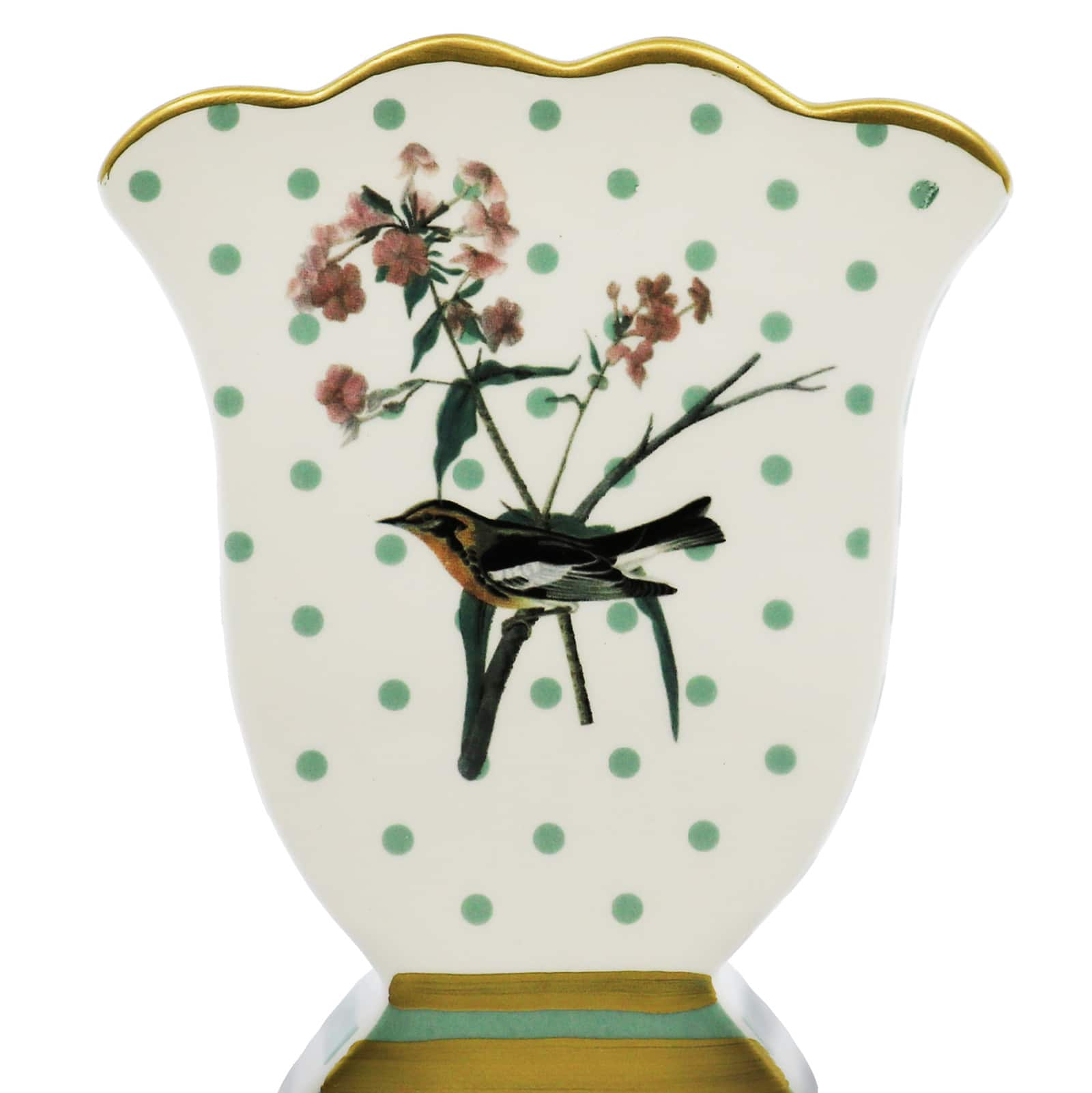 7&#x22; Bird on Flowers Scalloped Ceramic Tabletop Vase by Ashland&#xAE;