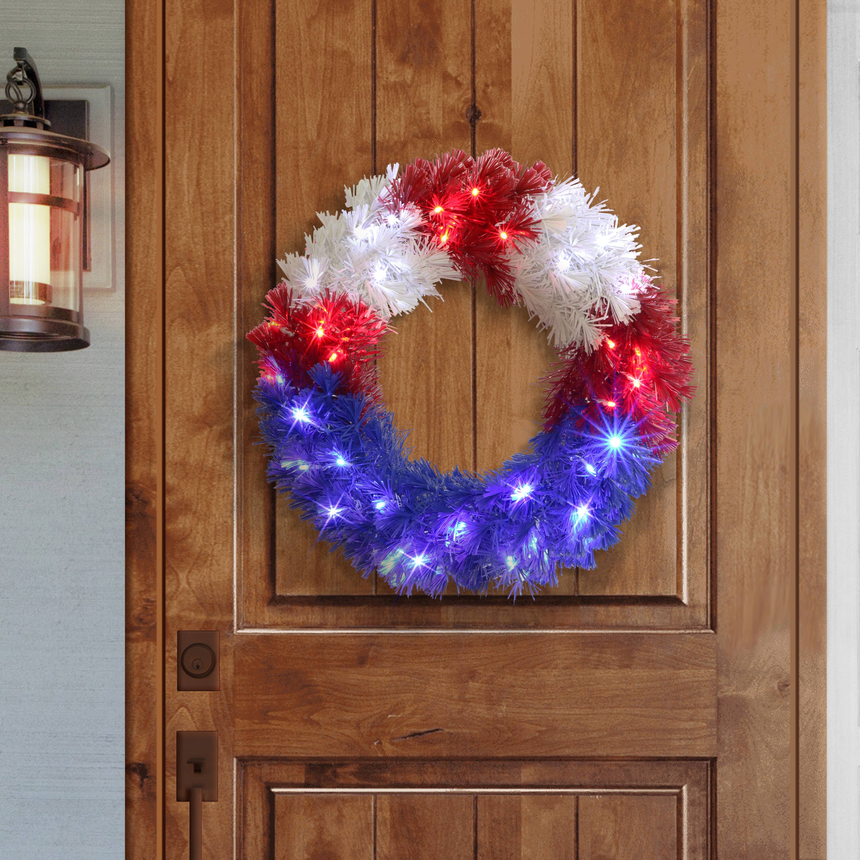 24" Pre-Lit Patriotic Wreath