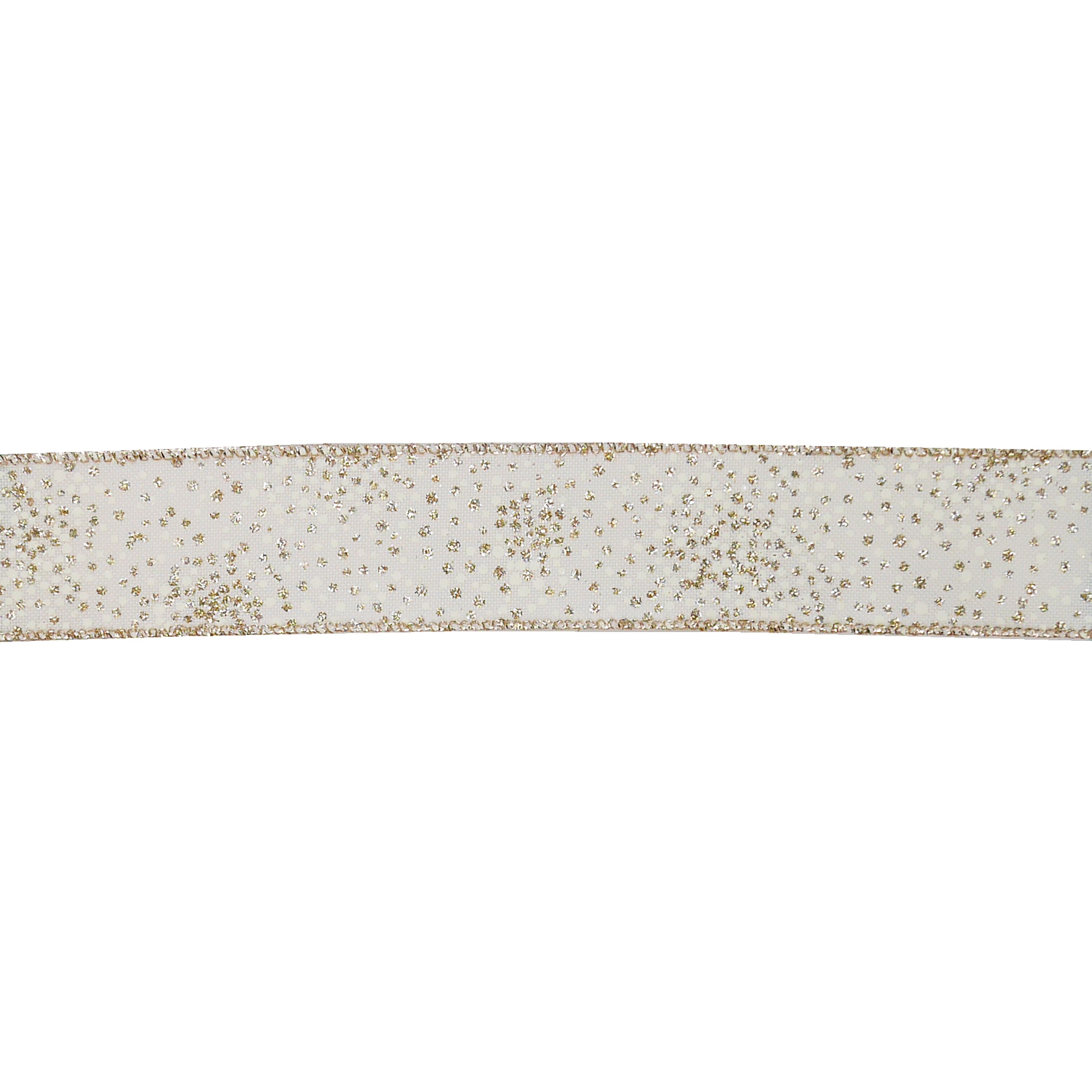 1.5" x 30ft. Cream & Gold Dots Wired Faux Linen Ribbon by Celebrate It®