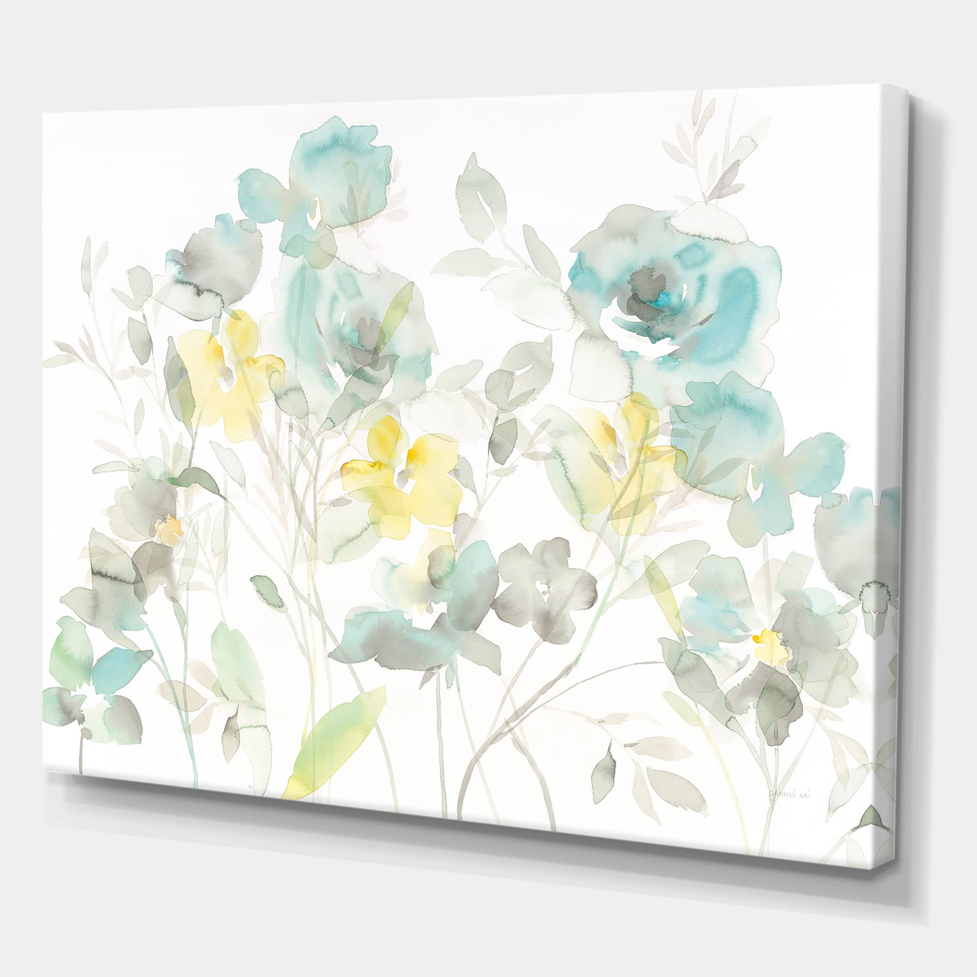 Designart - Aqua Rose Natural Element - Farmhouse Premium Canvas Wall Art