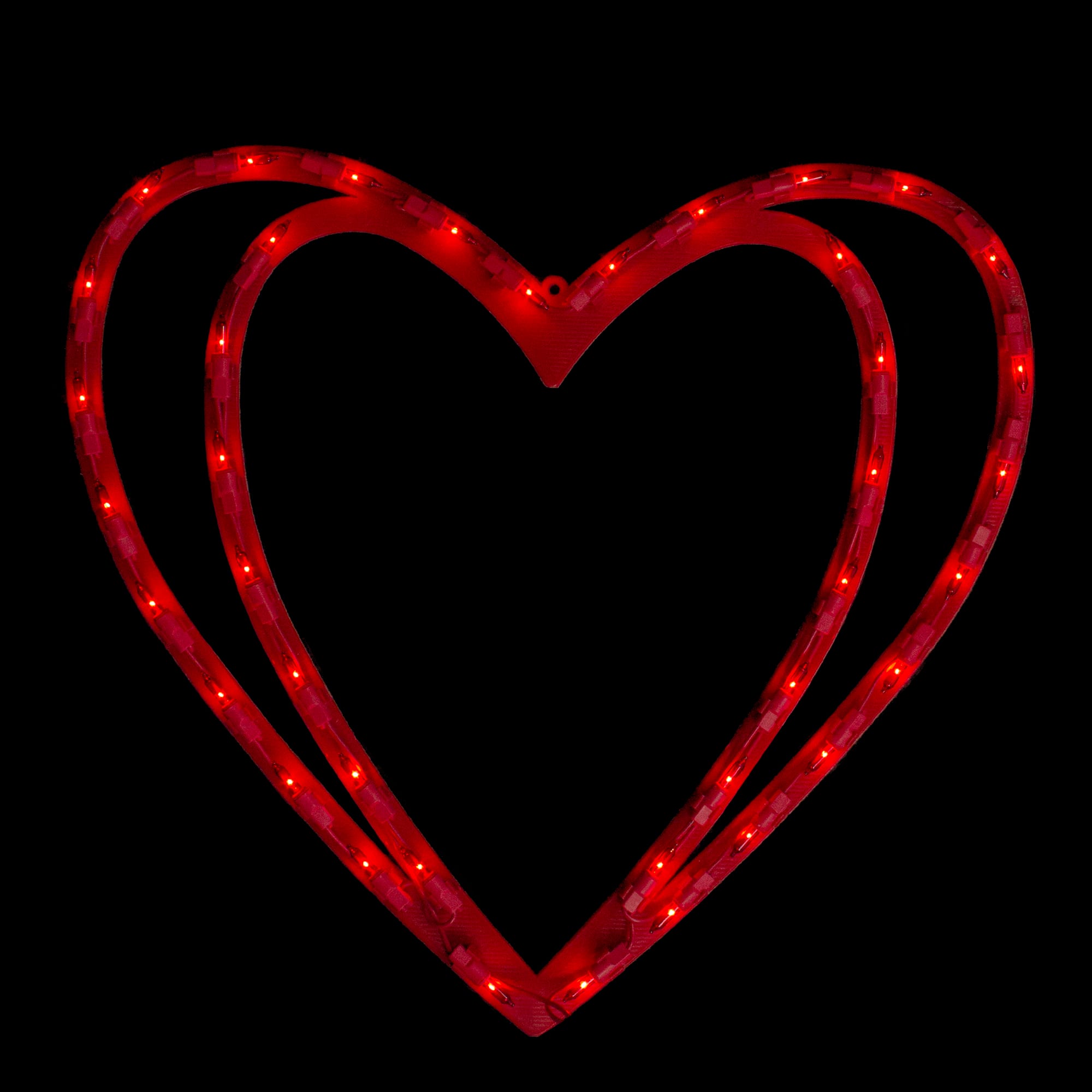 17&#x22; Pre-Lit Scarlet Red Double Heart Valentine&#x27;s Day Window Silhouette Decoration