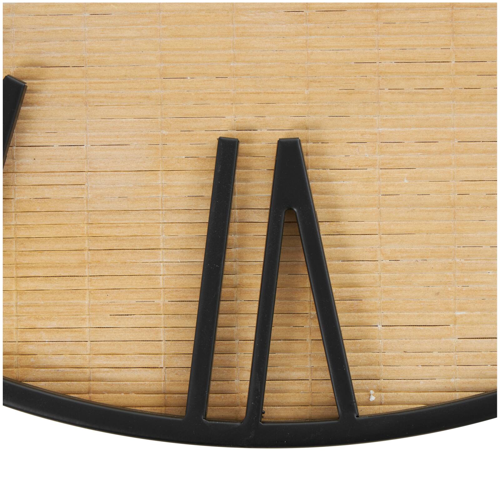 28" Light Brown Wall Clock with Black Metal Frame