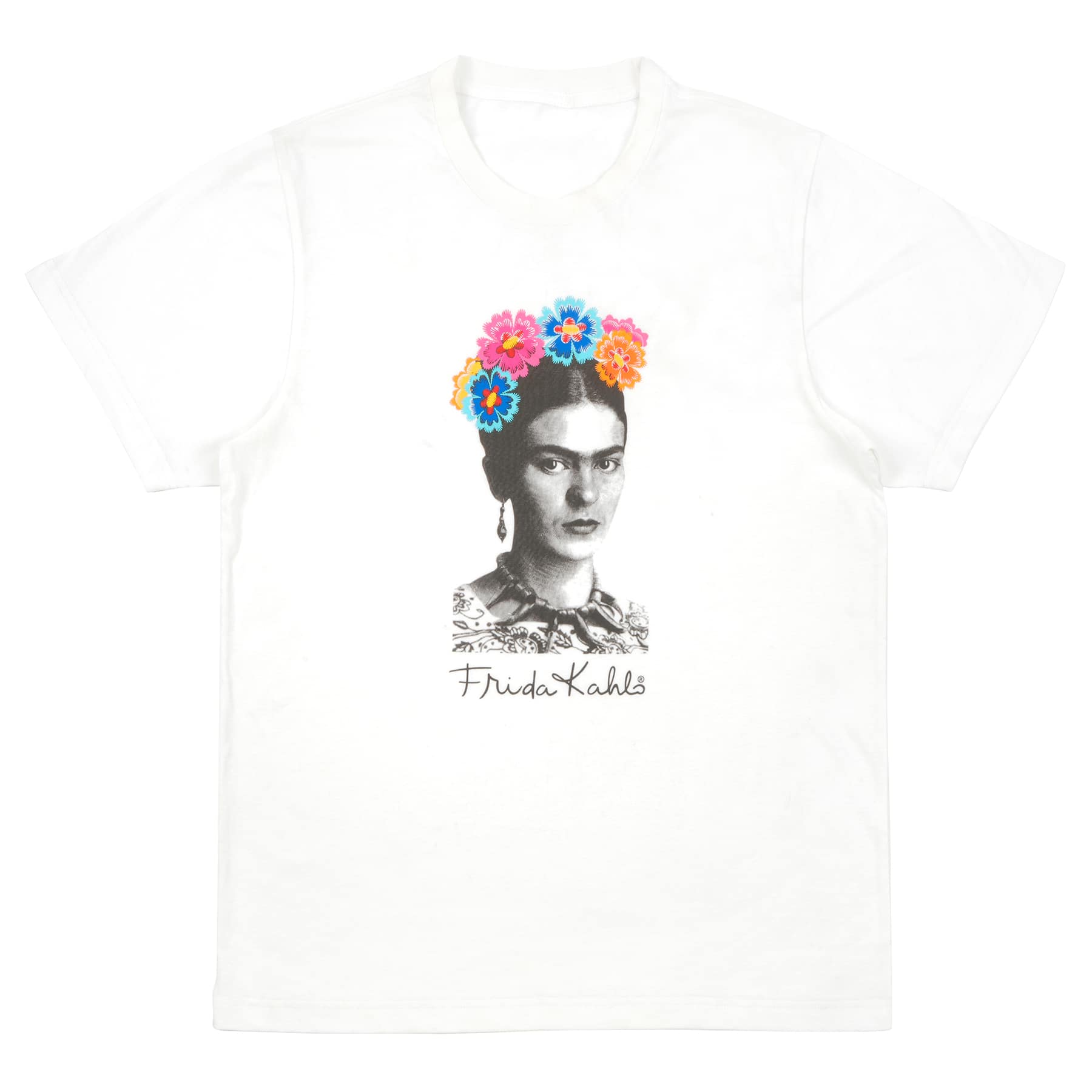 Silver Frida Kahlo Crew Neck T-Shirt by Celebrate It&#x2122;