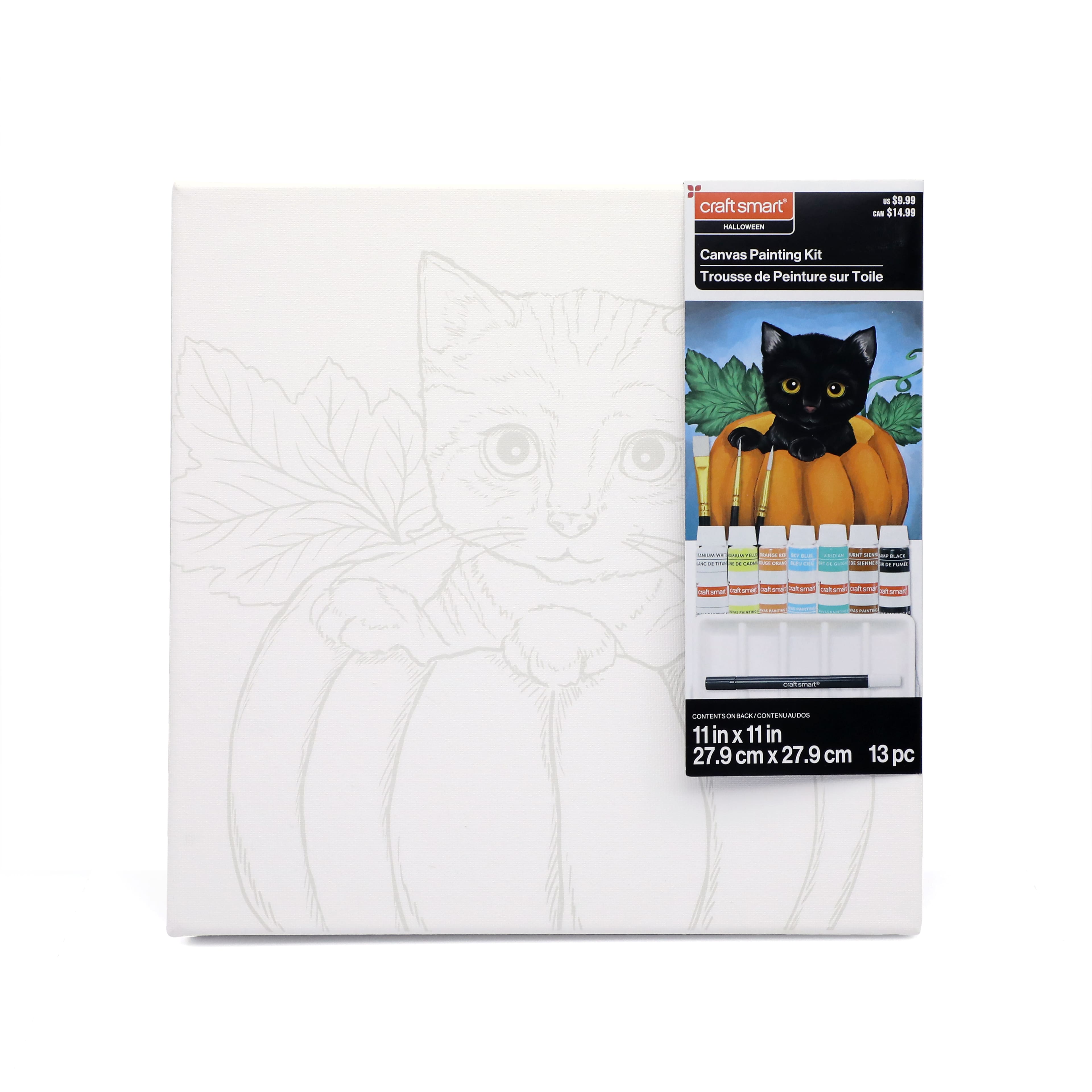 11&#x22; x 11&#x22; Kitten in Pumpkin Canvas Painting Kit by Craft Smart&#xAE;