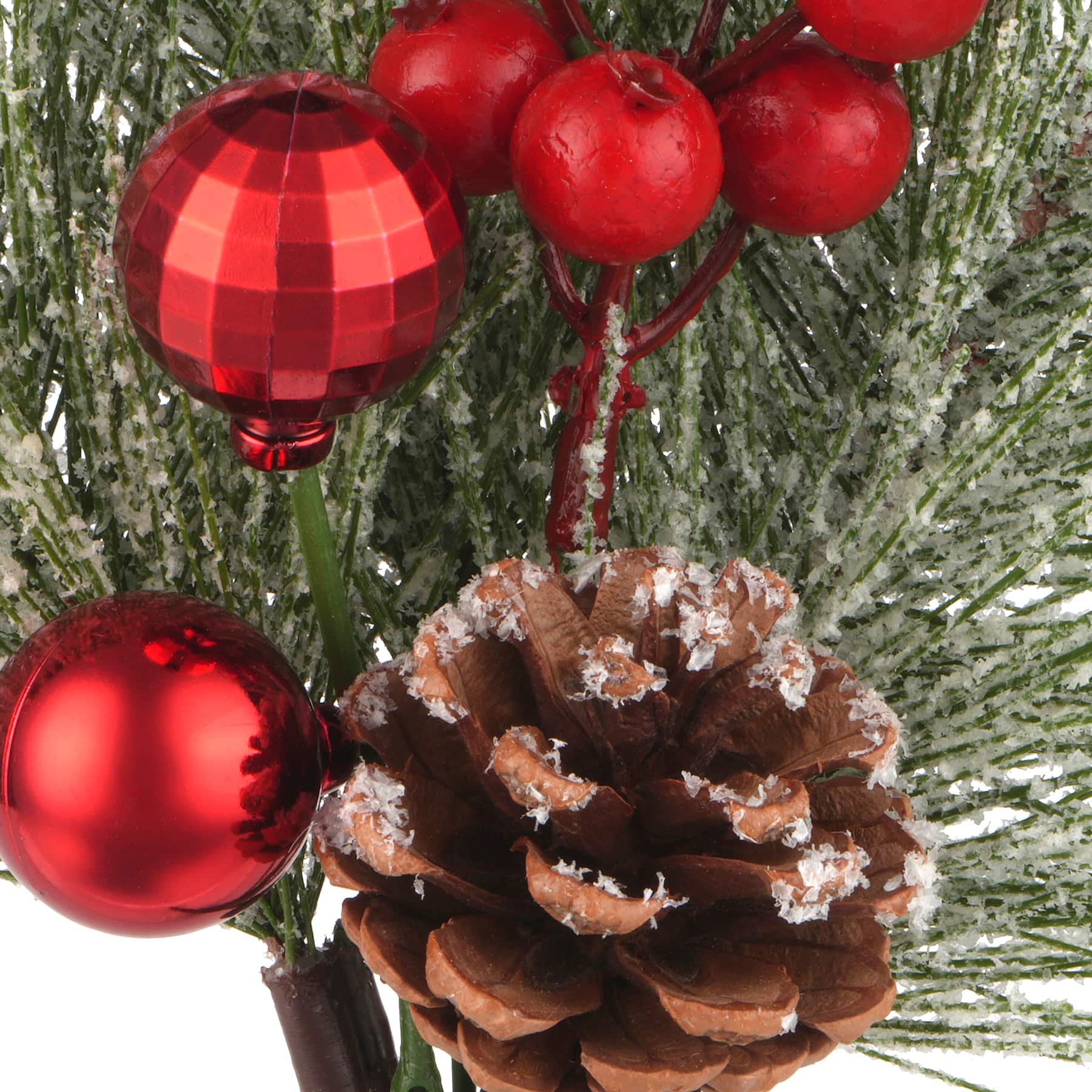 13" Snowy Pine, Berry, Pinecone & Red Ornament Pick by Ashland®
