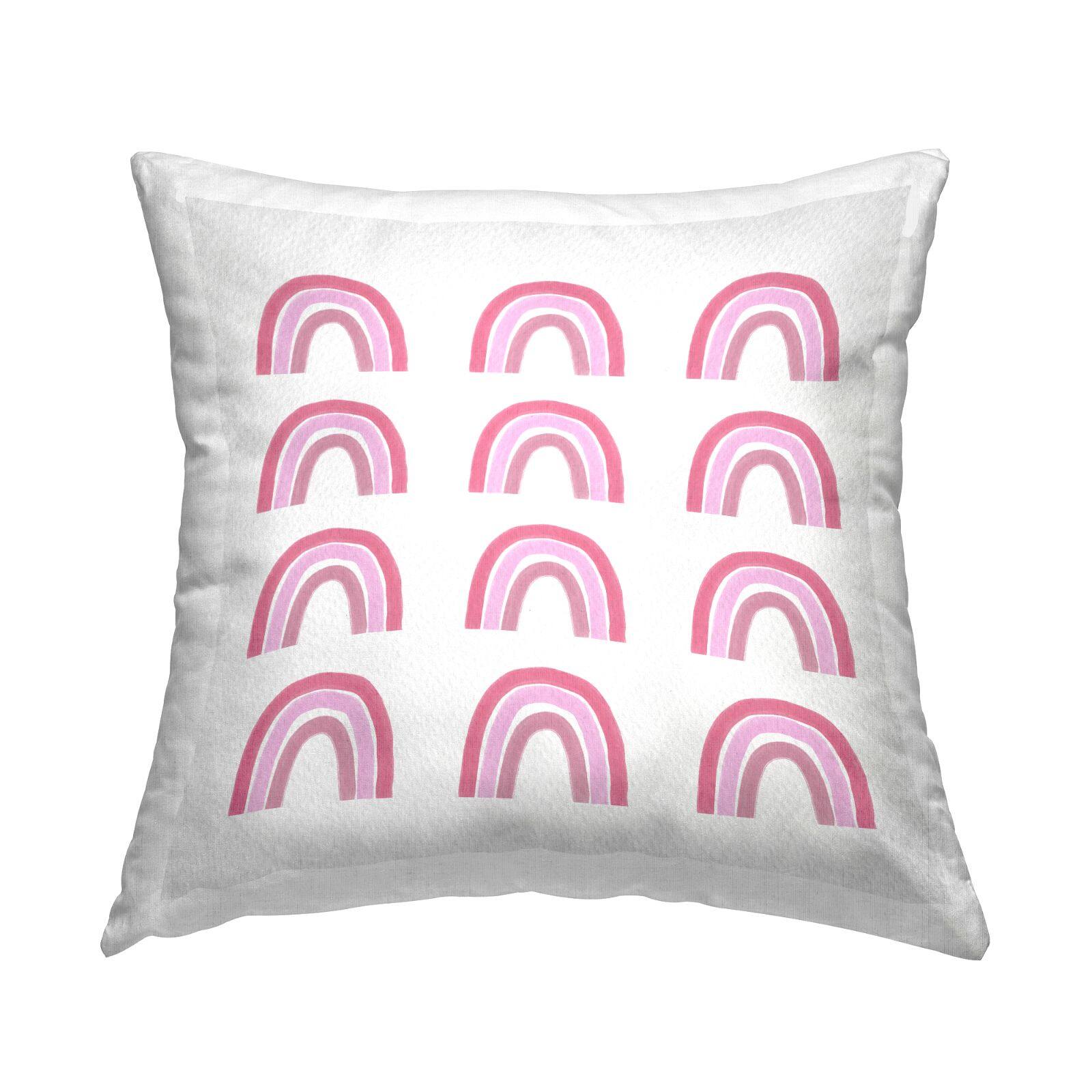 Stupell Industries Pink Stripes Rainbow Arch Shapes Pattern Throw Pillow, 18" x 18"