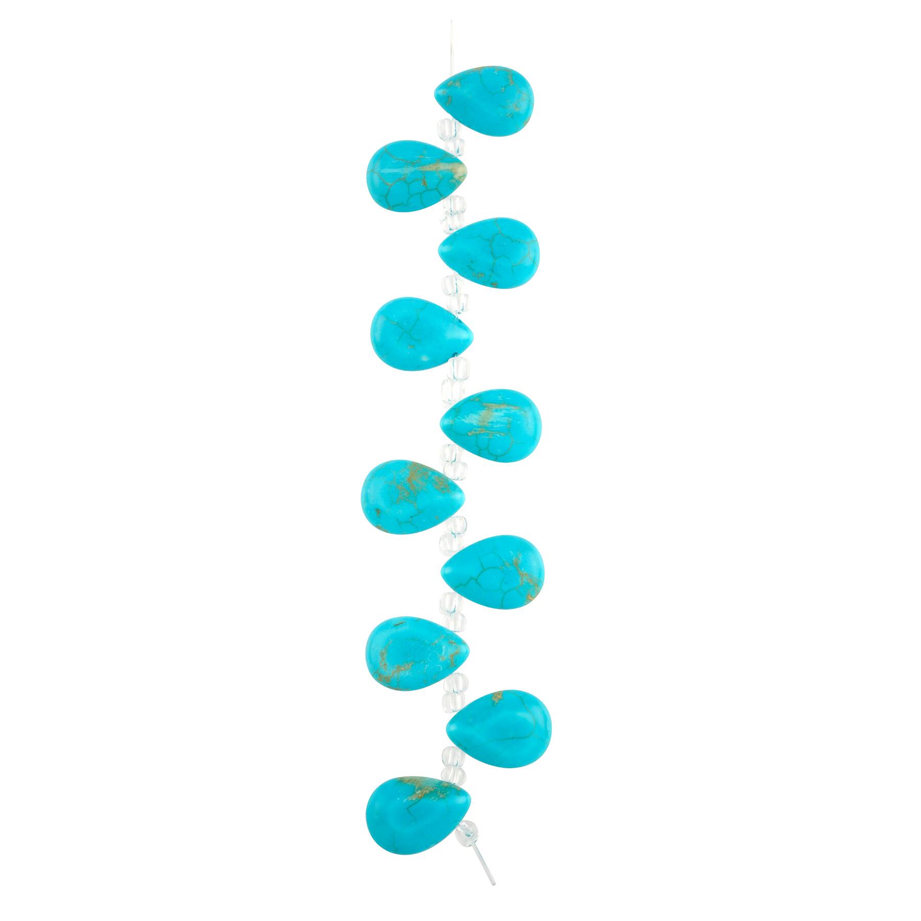 Turquoise Dyed Reconstituted Howlite Teardrop Beads, 17mm by Bead Landing™