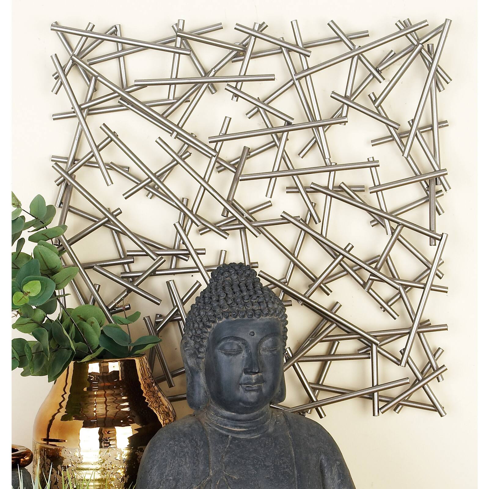 CosmoLiving by Cosmopolitan 20&#x22; Silver Contemporary Abstract Metal Wall D&#xE9;cor