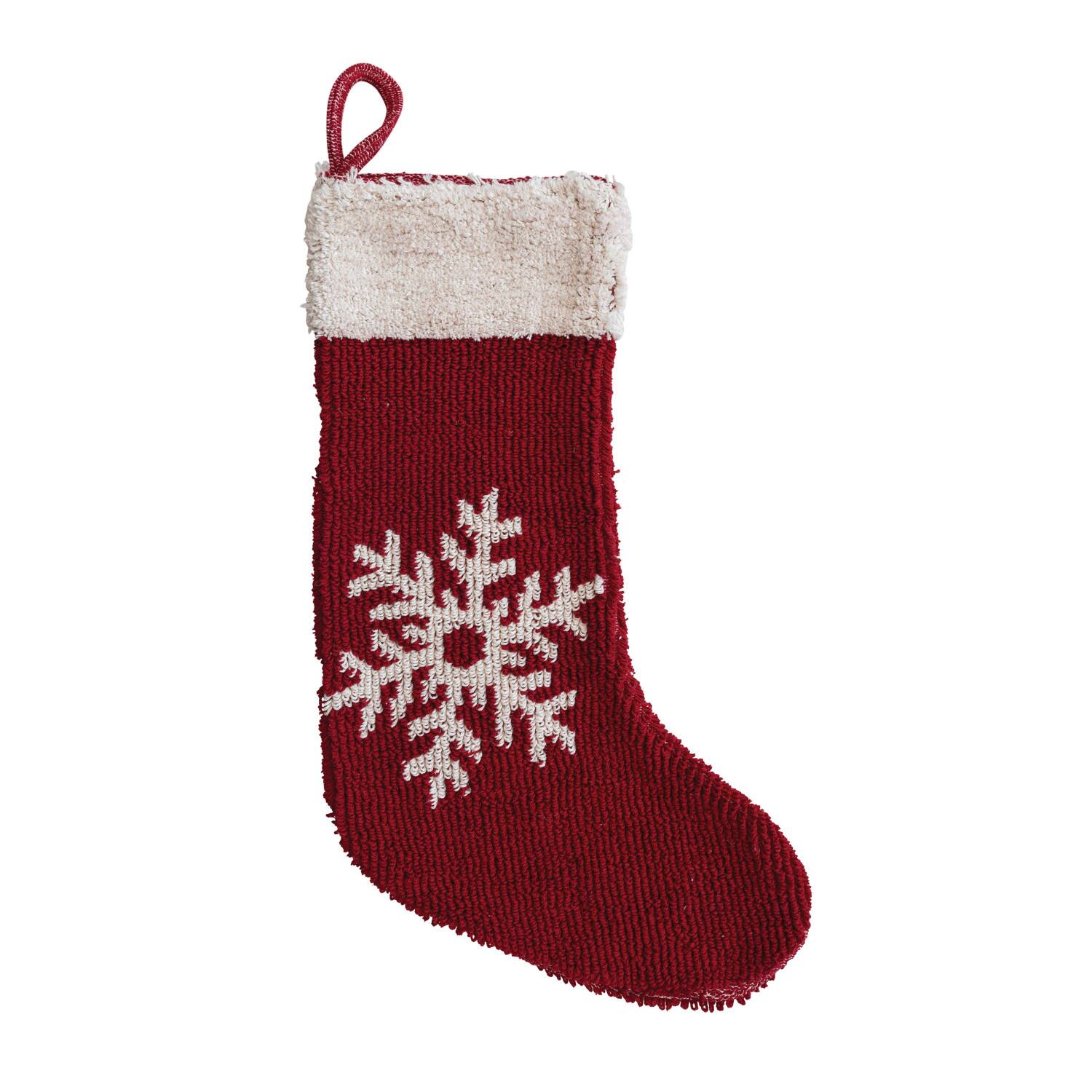 Hello Honey® 20" Red & Cream Snowflake Cotton Knit Stocking
