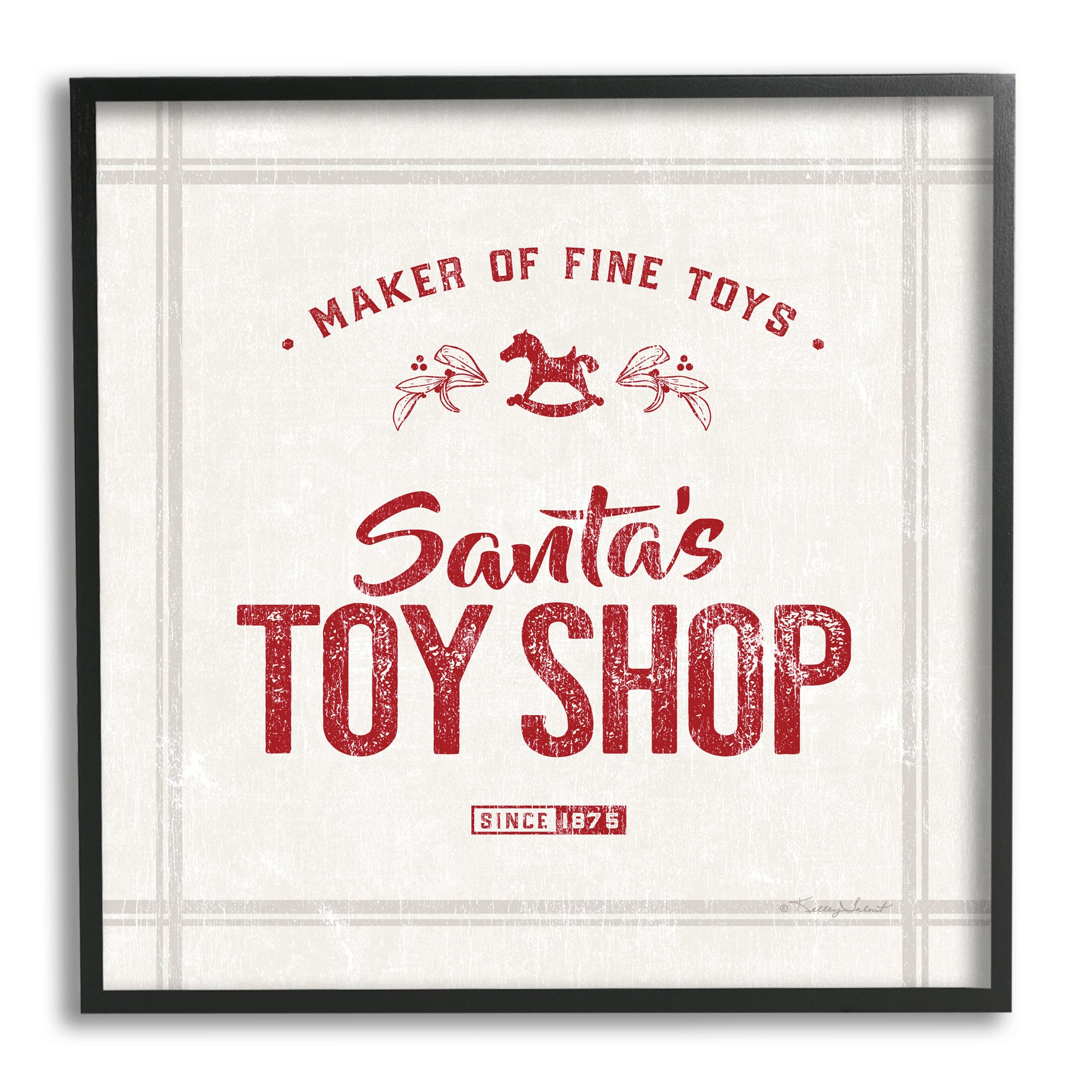 Stupell Industries Santa&#x27;s Toy Shop Vintage Sign Framed Giclee Art