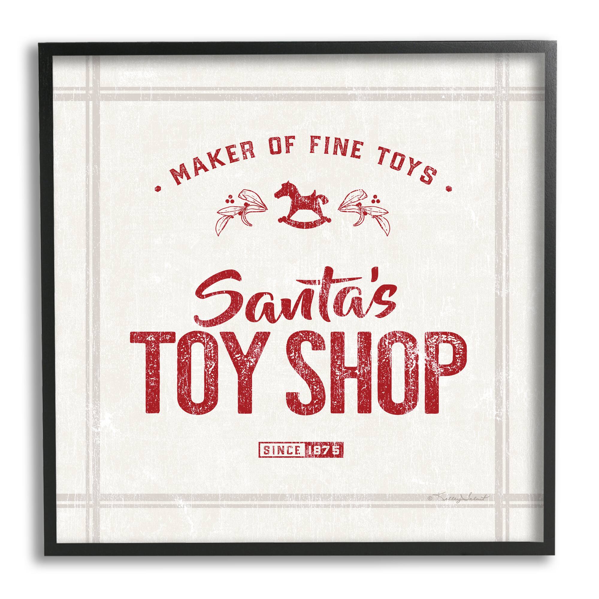 Stupell Industries Santa's Toy Shop Vintage Sign Framed Giclee Art