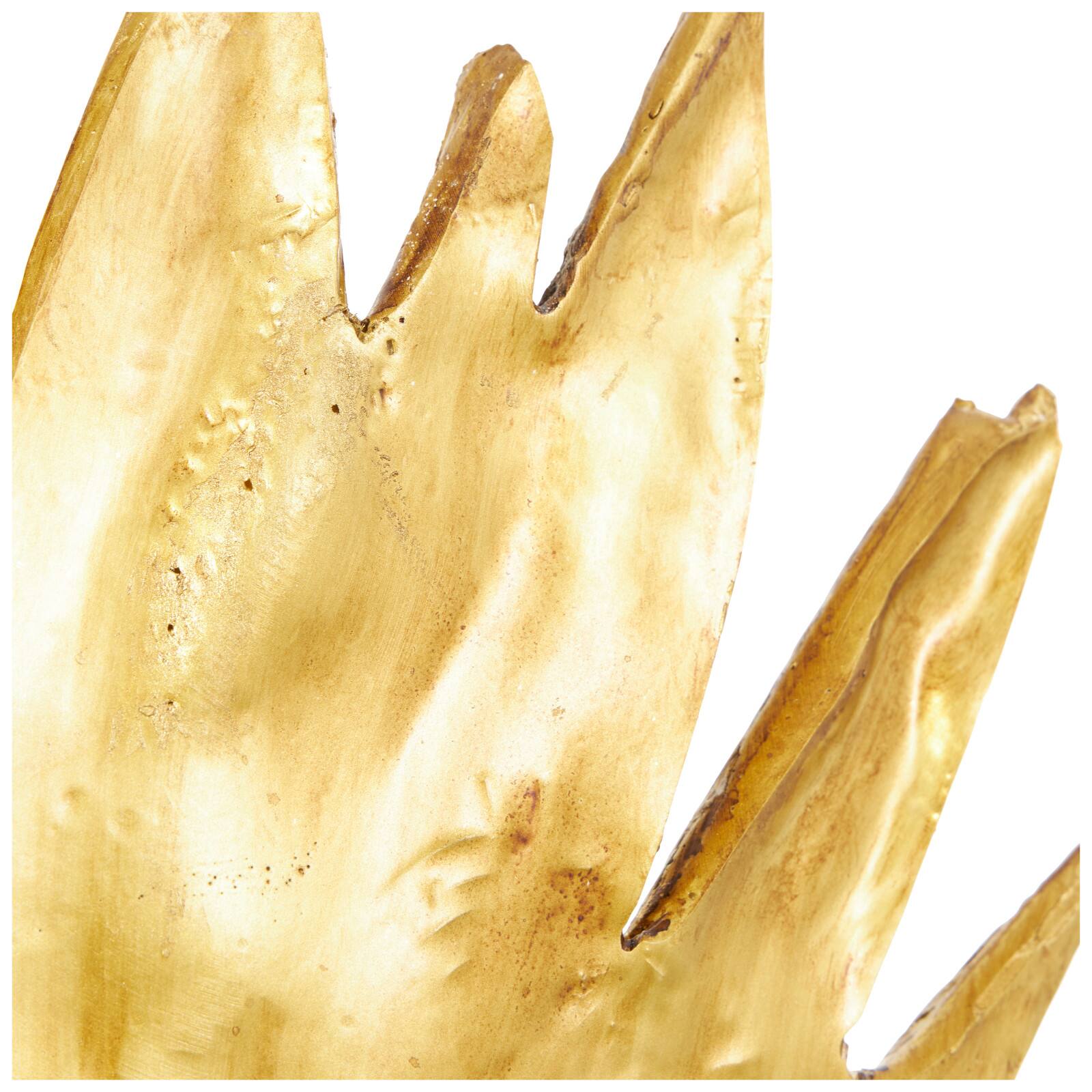 26&#x22; Gold Leaf Textured Metallic Palm Sculpture with Stand